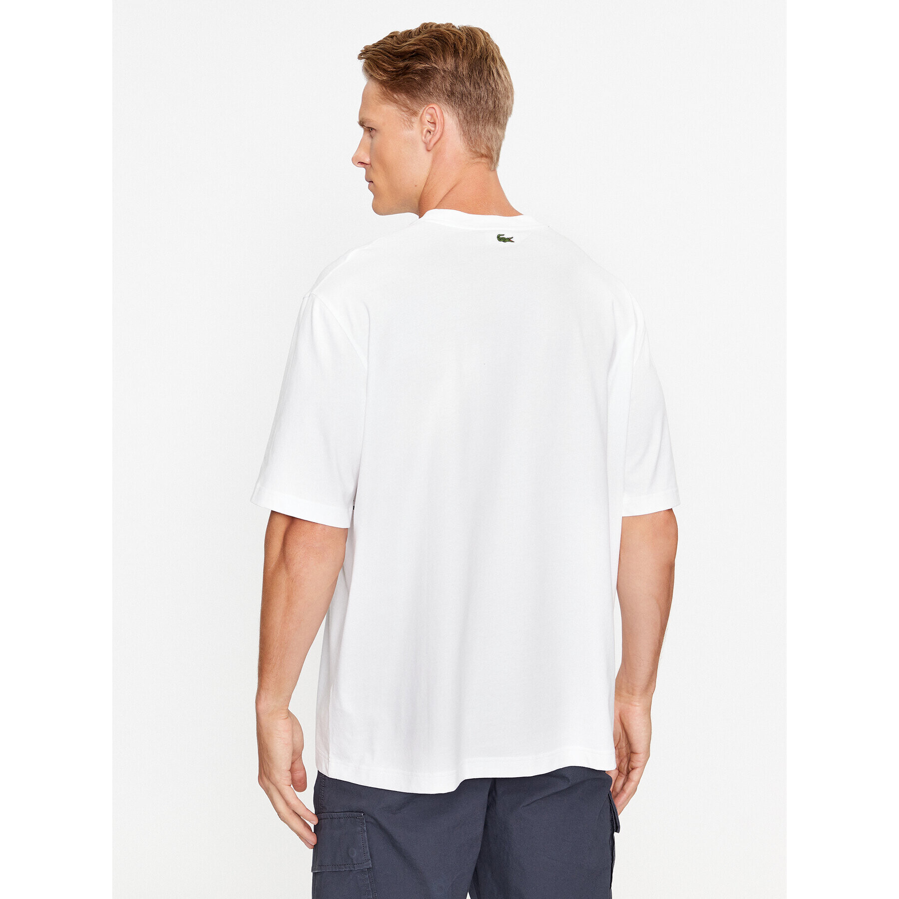 Lacoste Tricou TH5511 Alb Loose Fit - Pled.ro