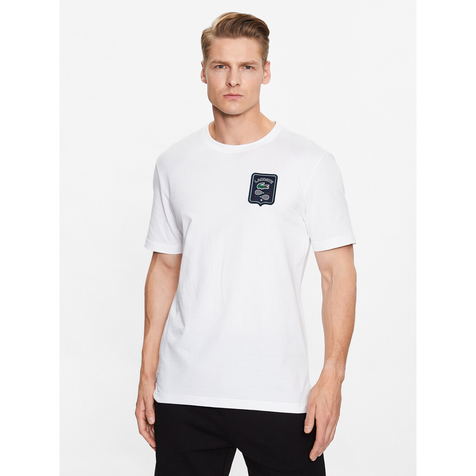 Lacoste Tricou TH6068 Alb Regular Fit - Pled.ro