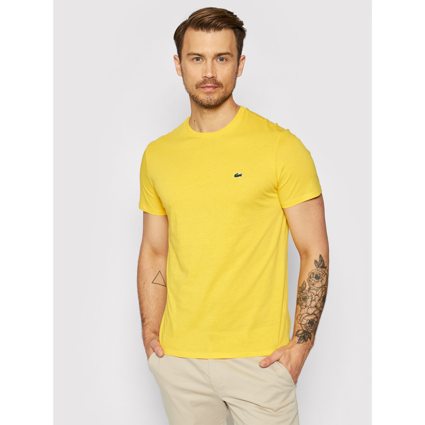 Lacoste Tricou TH6709 Galben Regular Fit - Pled.ro