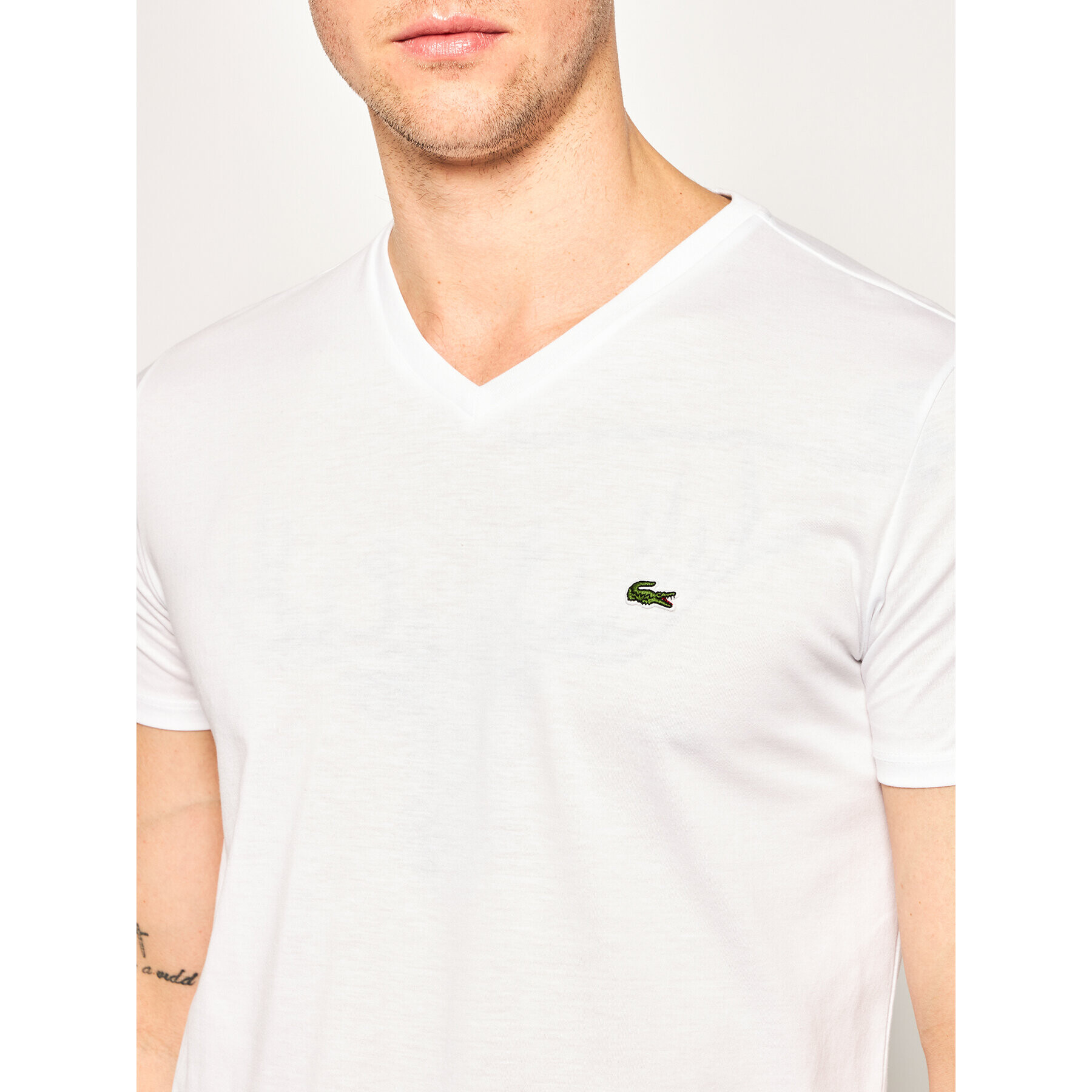 Lacoste Tricou TH6710 Alb Regular Fit - Pled.ro