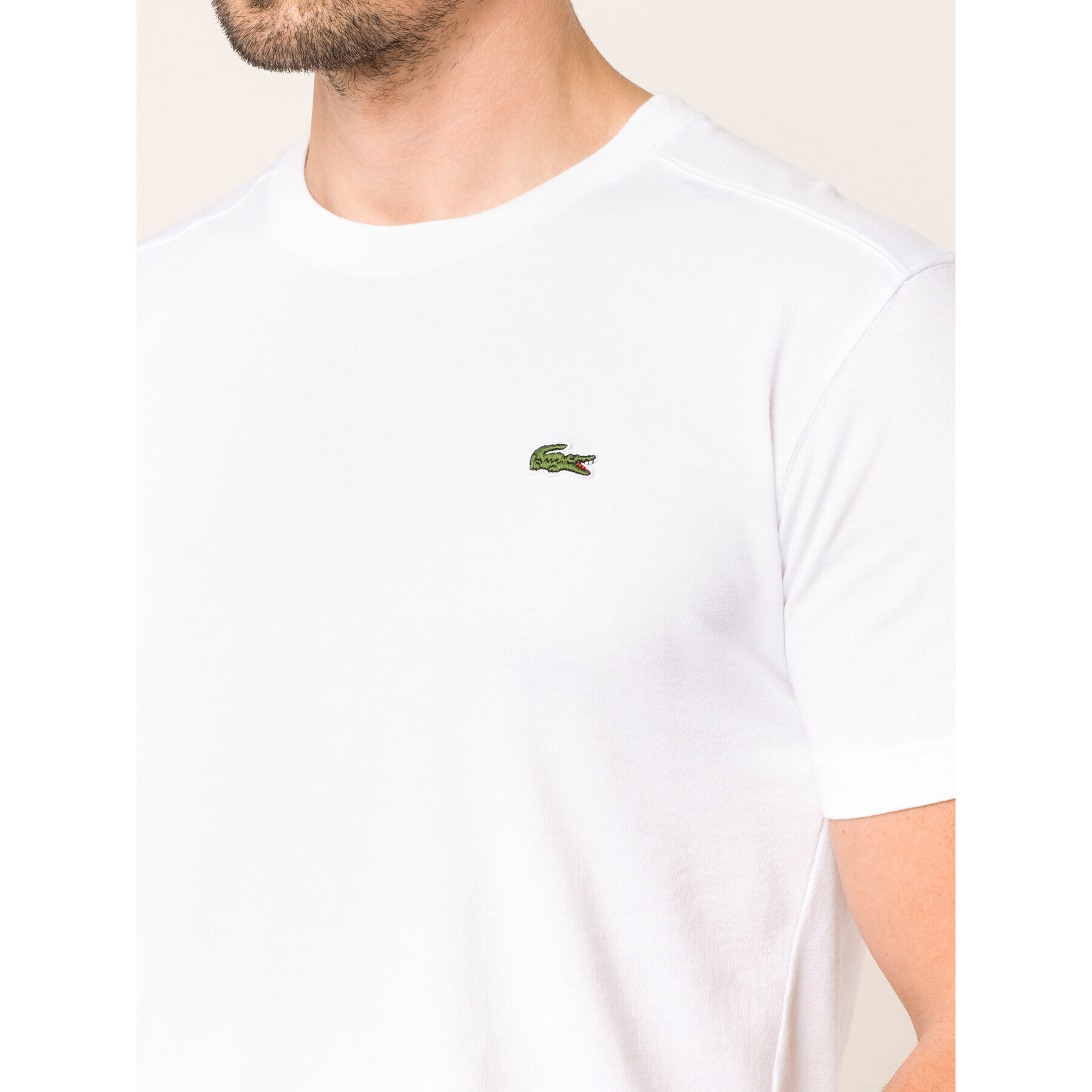 Lacoste Tricou TH7618 Alb Regular Fit - Pled.ro