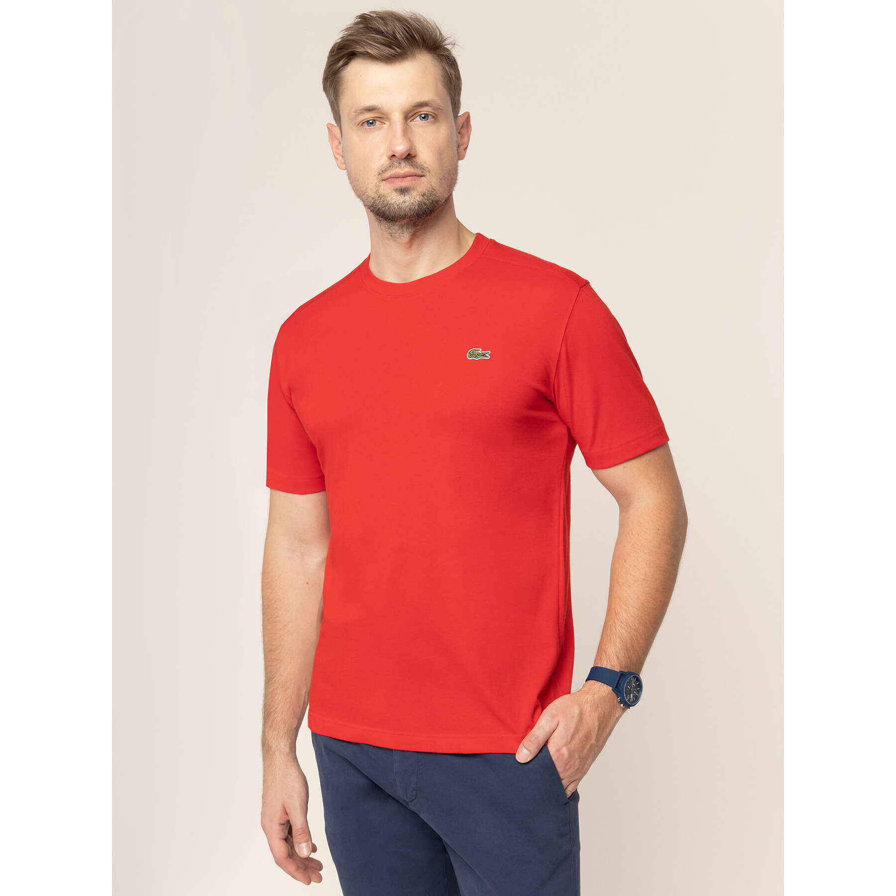 Lacoste Tricou TH7618 Roșu Regular Fit - Pled.ro