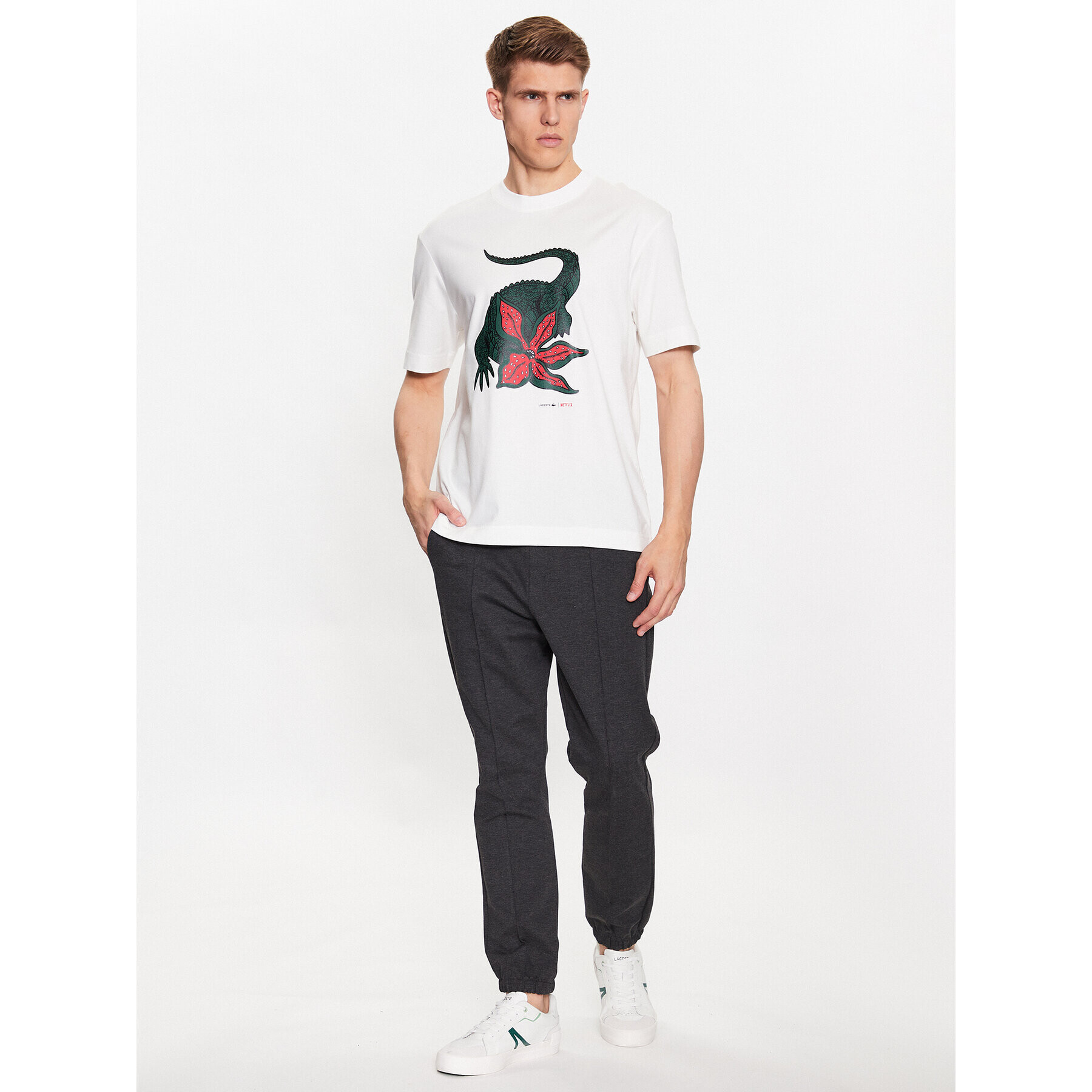 Lacoste Tricou TH8462 Écru Regular Fit - Pled.ro