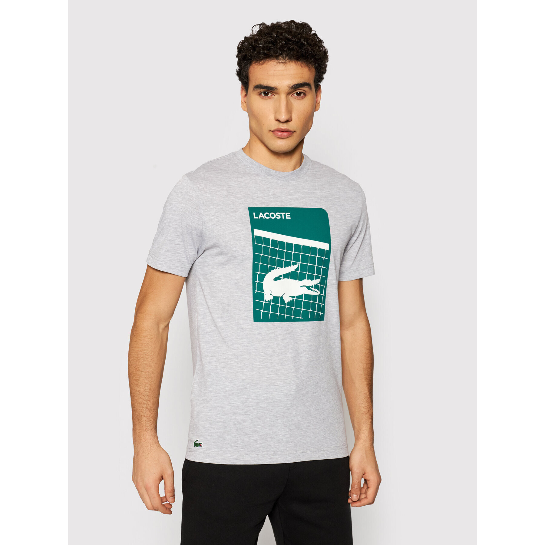 Lacoste Tricou TH9654 Gri Regular Fit - Pled.ro