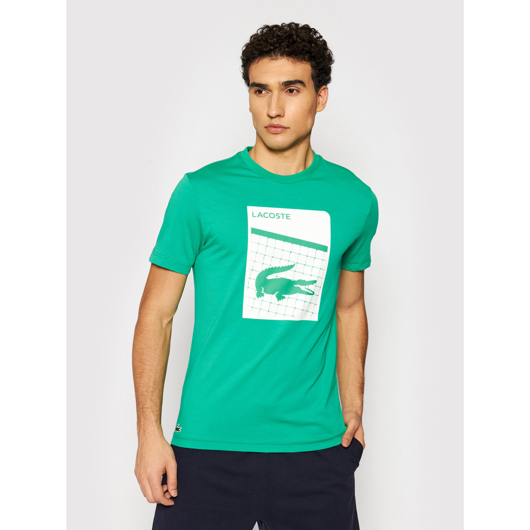 Lacoste Tricou TH9654 Verde Regular Fit - Pled.ro