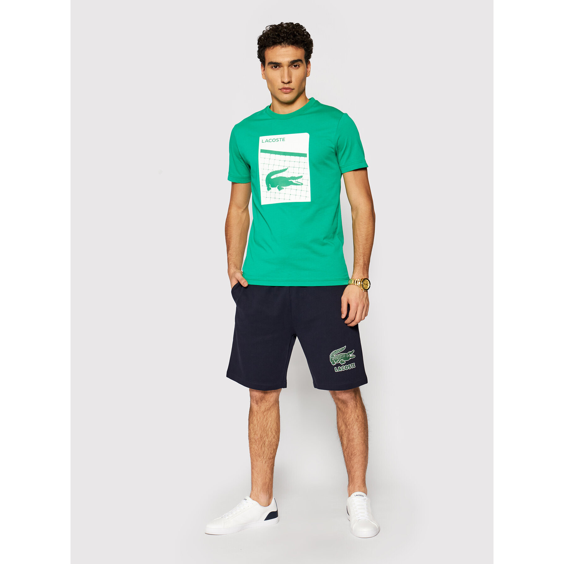 Lacoste Tricou TH9654 Verde Regular Fit - Pled.ro