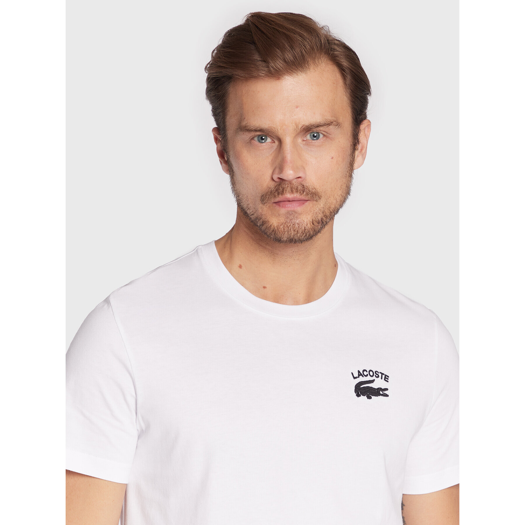 Lacoste Tricou TH9665 Alb Regular Fit - Pled.ro