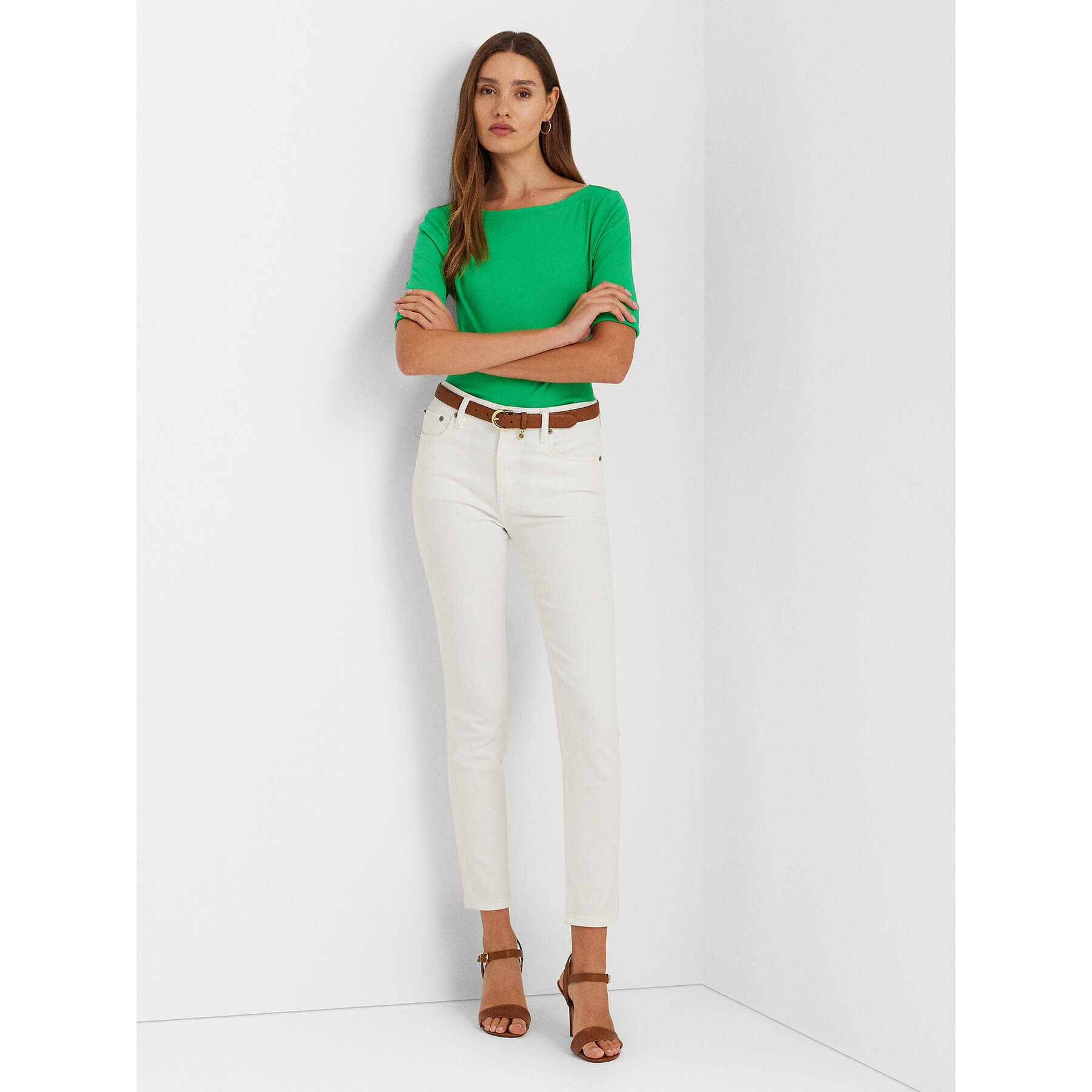 Lauren Ralph Lauren Bluză 200654963174 Verde Slim Fit - Pled.ro