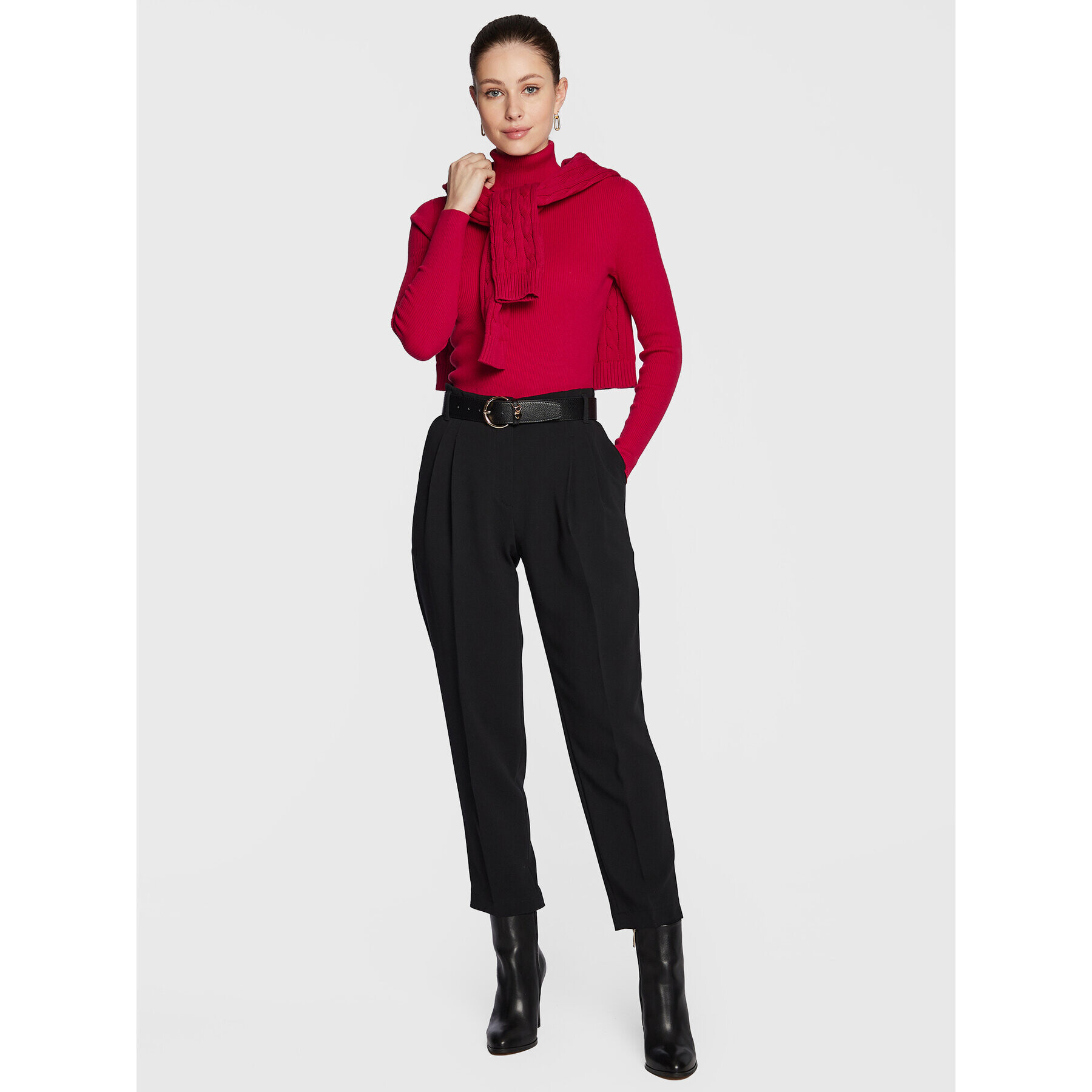 Lauren Ralph Lauren Bluză cu gât 200643398 Roșu Slim Fit - Pled.ro