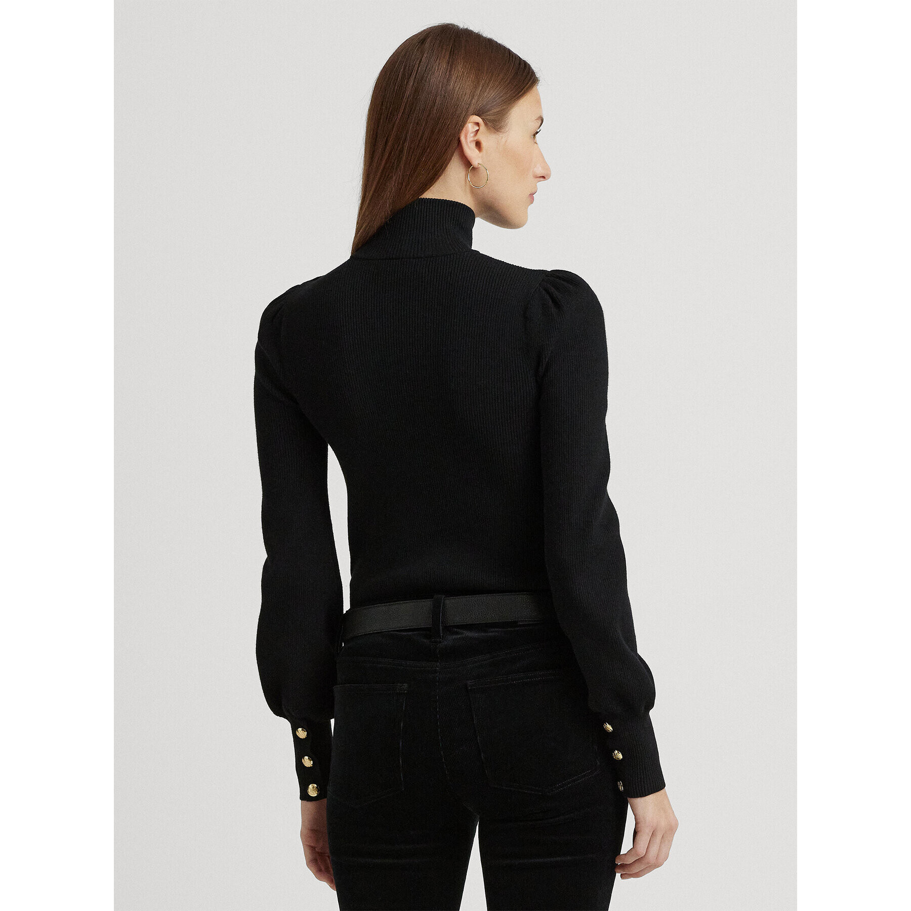 Lauren Ralph Lauren Bluză cu gât 200882214001 Negru Slim Fit - Pled.ro