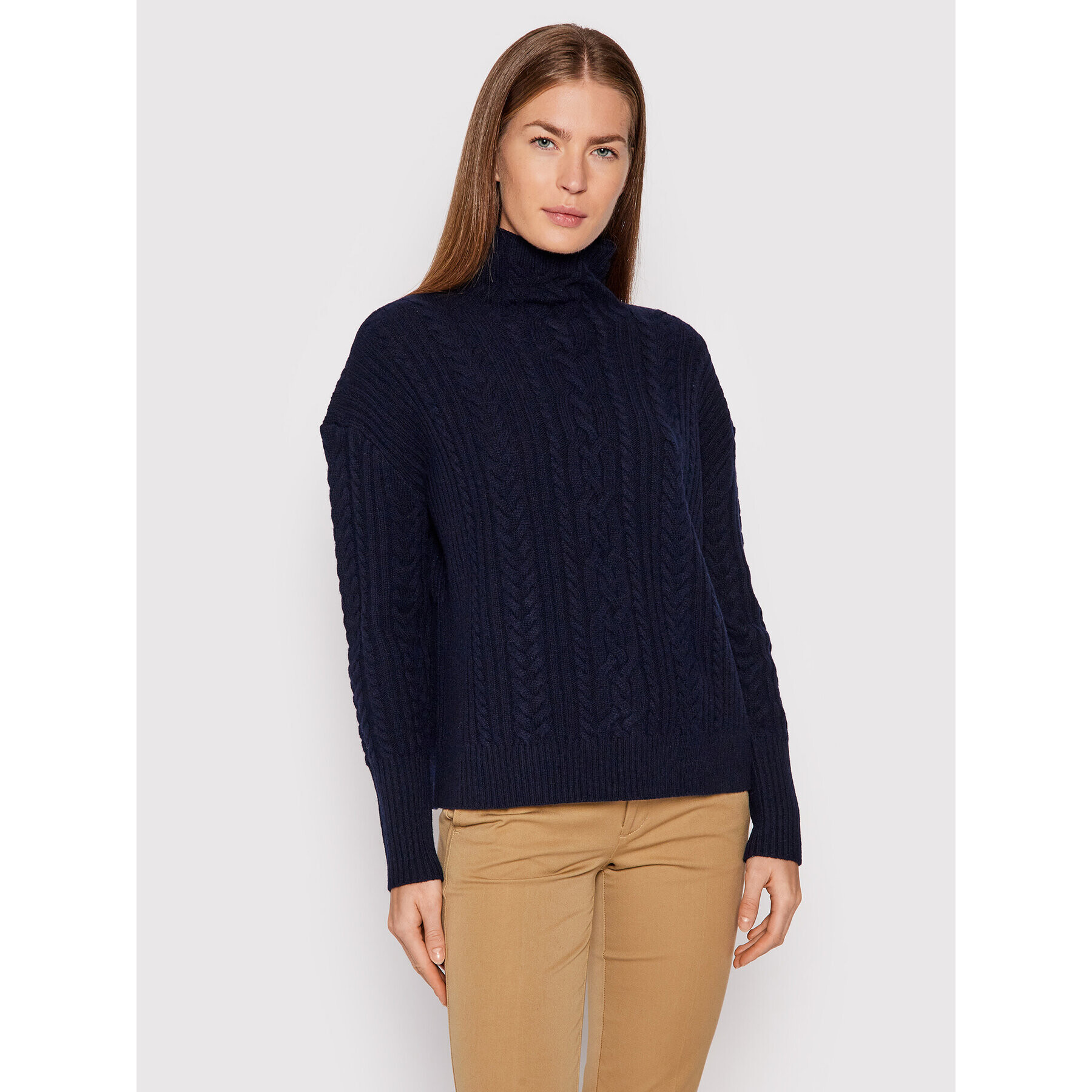 Lauren Ralph Lauren Bluză cu gât Lsl 200841654002 Bleumarin Regular Fit - Pled.ro