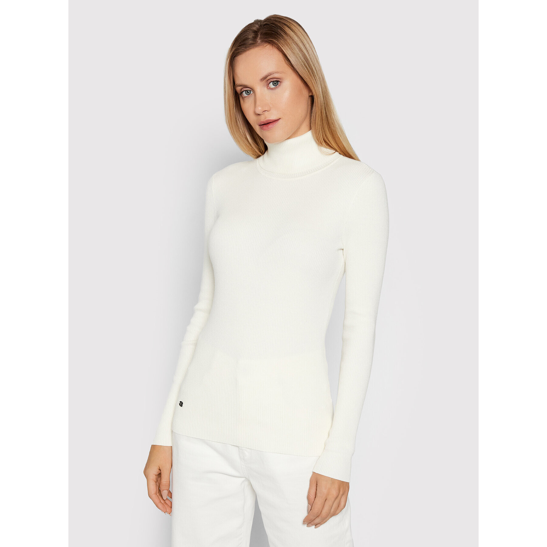 Lauren Ralph Lauren Bluză cu gât Turtle Neck 200643398025 Bej Slim Fit - Pled.ro