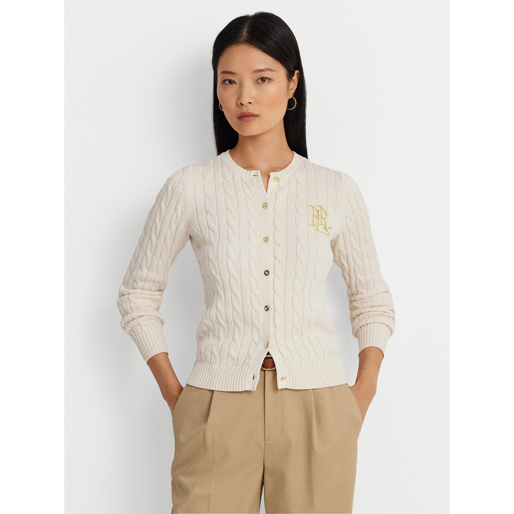 Lauren Ralph Lauren Cardigan 200932225001 Écru Slim Fit - Pled.ro