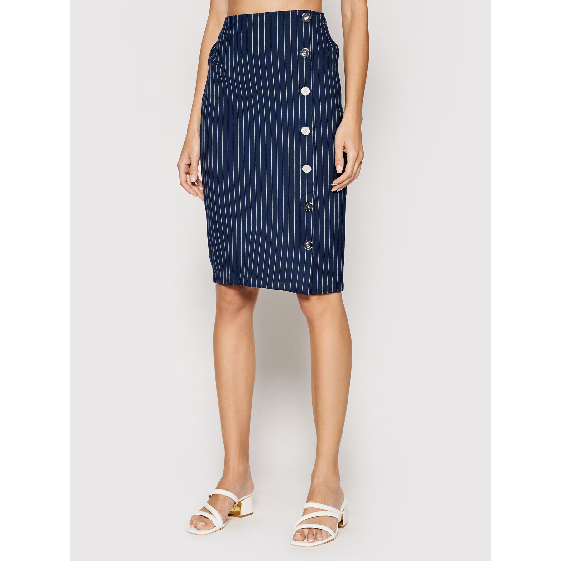 Lauren Ralph Lauren Fustă tip creion Pinstripe Ponte 200831512001 Bleumarin Straight Fit - Pled.ro