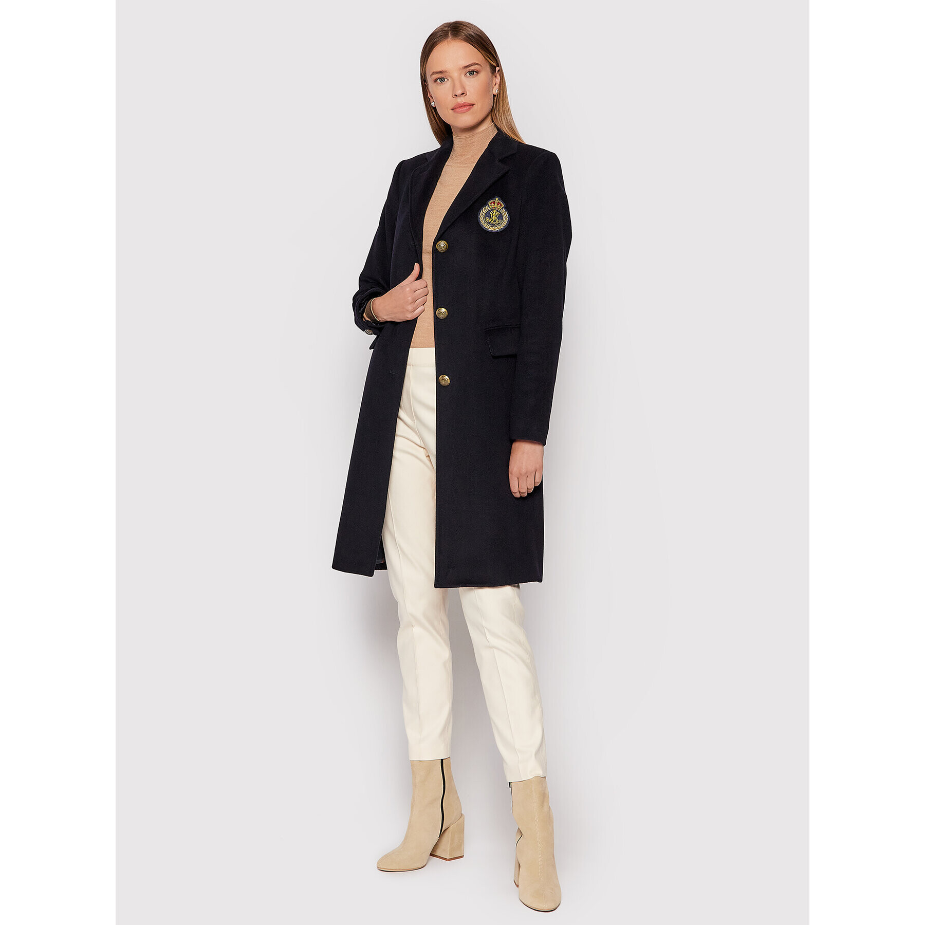 Lauren Ralph Lauren Palton de lână Sb Crest Patrch Wl Ct 297853841001 Bleumarin Regular Fit - Pled.ro