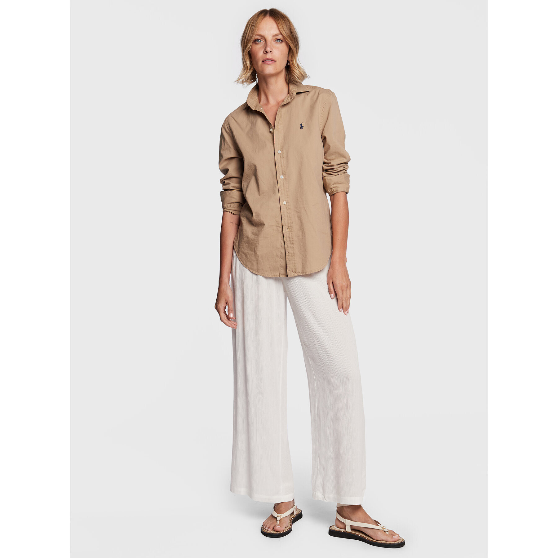 Lauren Ralph Lauren Pantaloni din material 20151090 Alb Regular Fit - Pled.ro