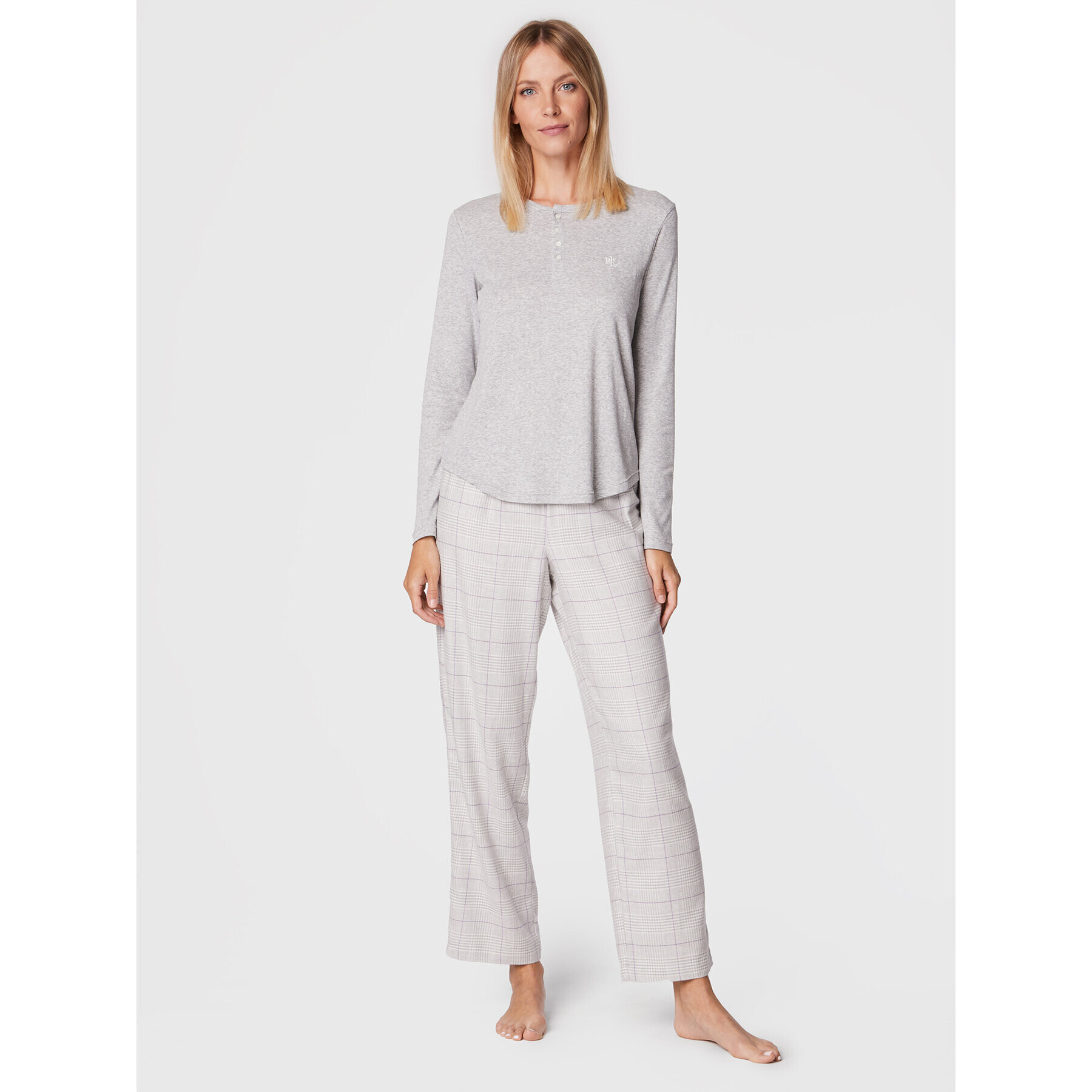 Lauren Ralph Lauren Pijama ILN72195 Gri Regular Fit - Pled.ro