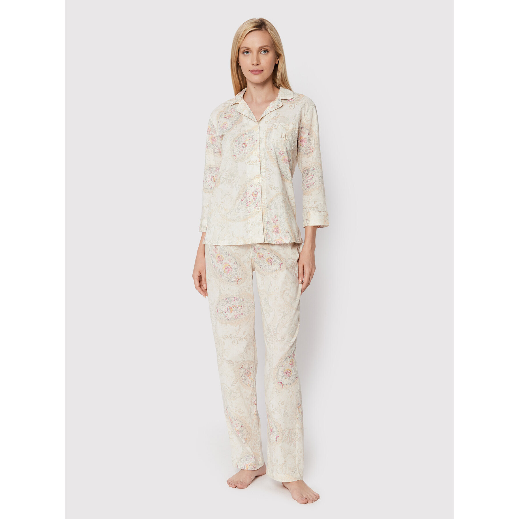 Lauren Ralph Lauren Pijama ILN92186 Bej Regular Fit - Pled.ro