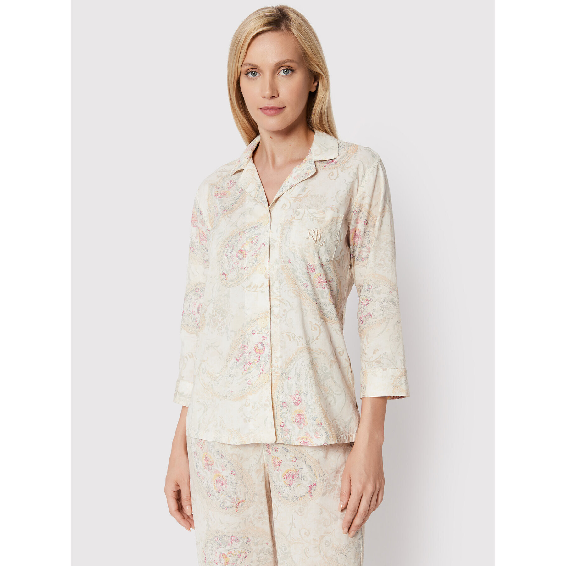 Lauren Ralph Lauren Pijama ILN92186 Bej Regular Fit - Pled.ro