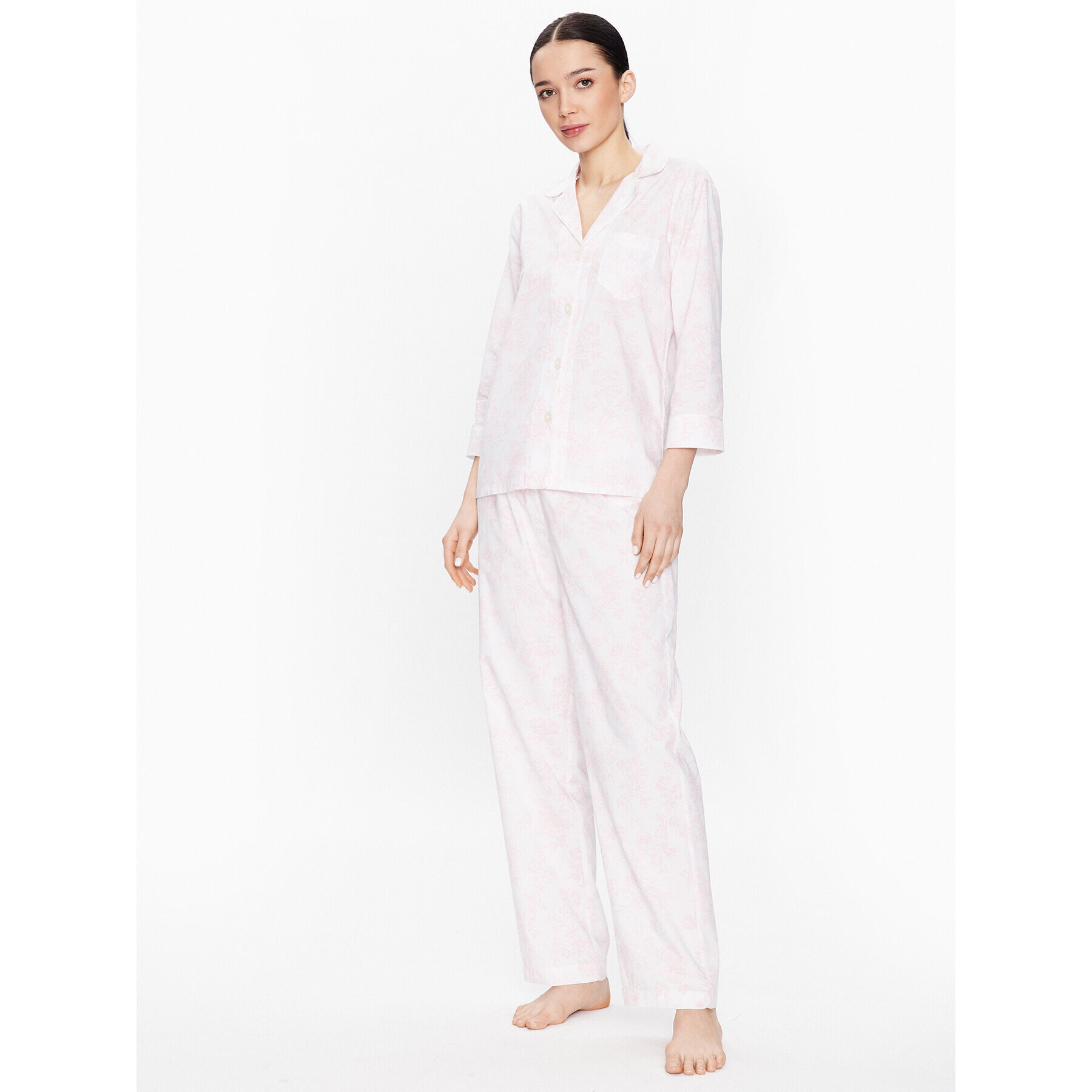 Lauren Ralph Lauren Pijama ILN92229 Alb Regular Fit - Pled.ro