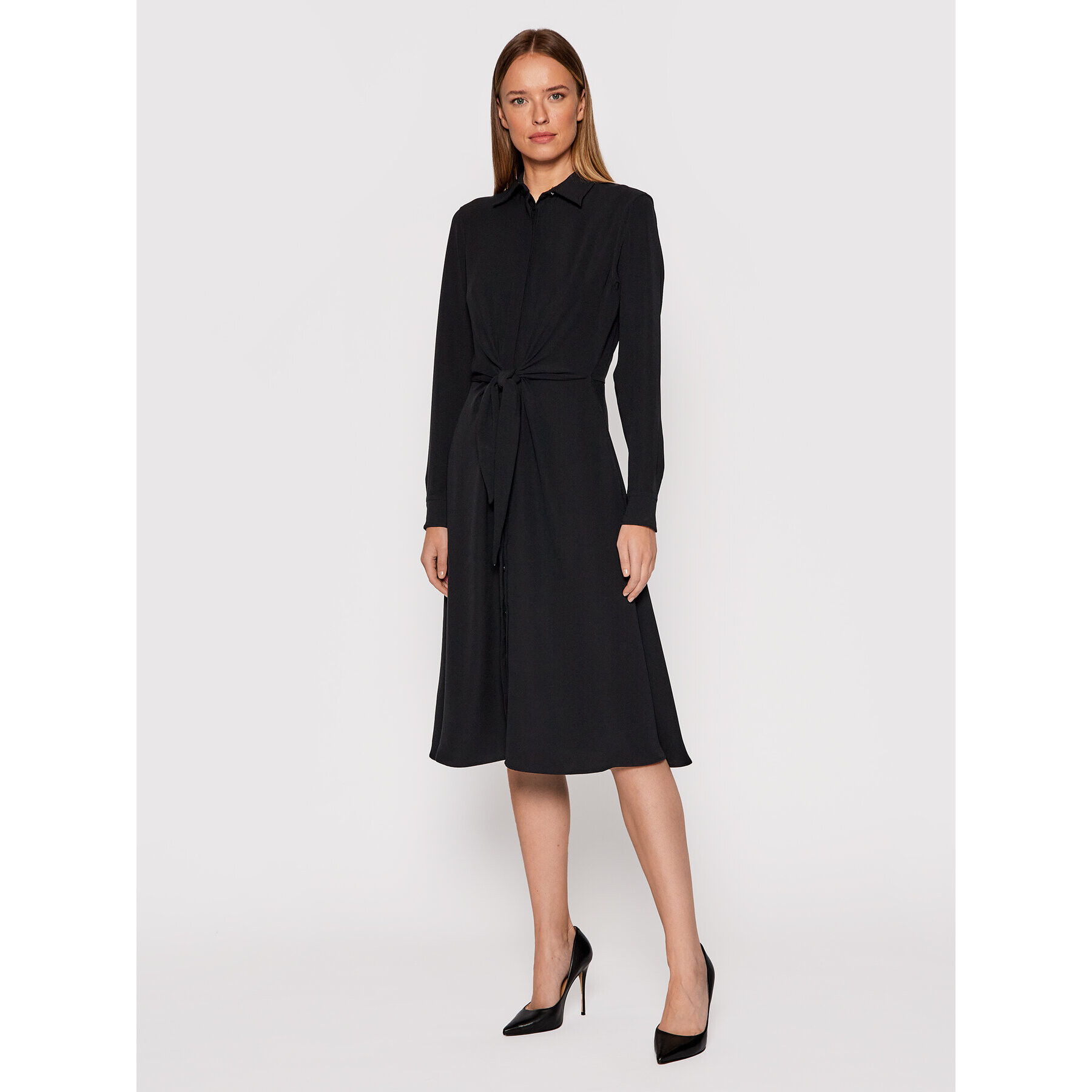 Lauren Ralph Lauren Rochie tip cămașă Triple Georgette 200808050005 Negru Regular Fit - Pled.ro