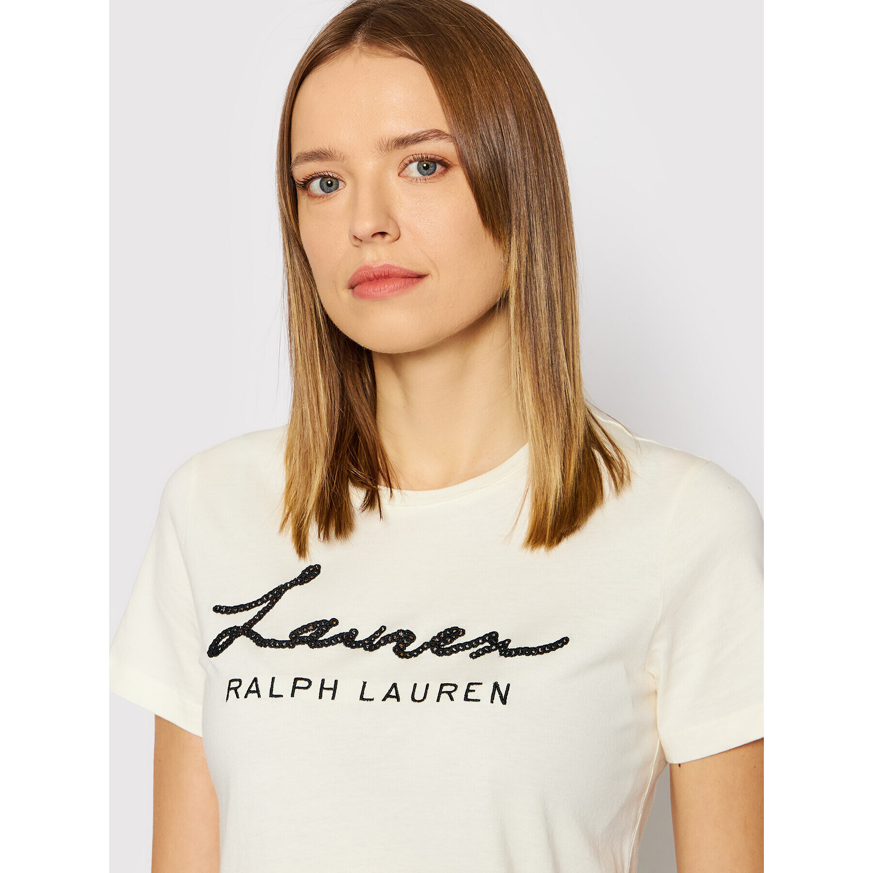 Lauren Ralph Lauren Tricou 200852314002 Bej Regular Fit - Pled.ro