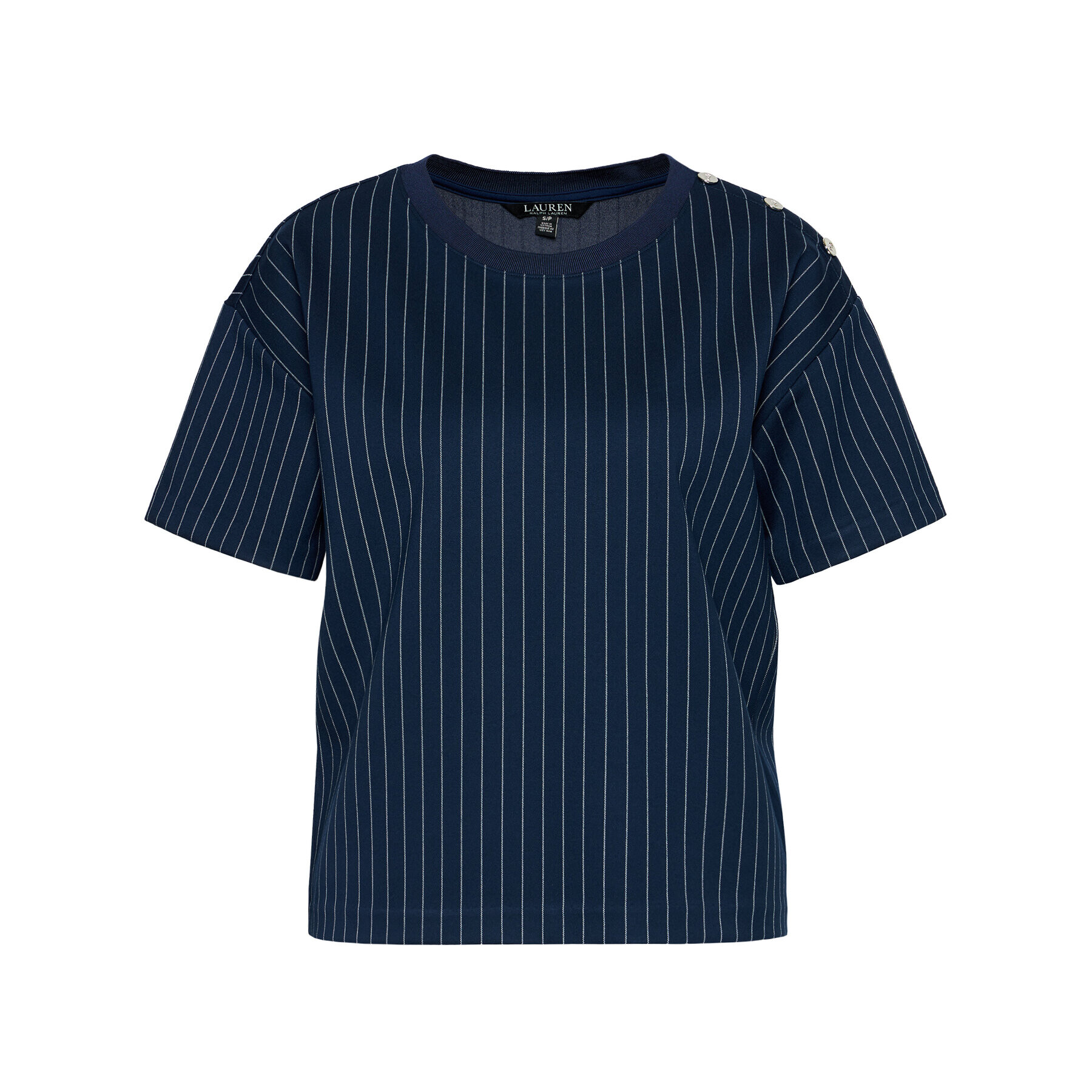 Lauren Ralph Lauren Tricou Pinstripe Ponte 200831510001 Bleumarin Straight Fit - Pled.ro