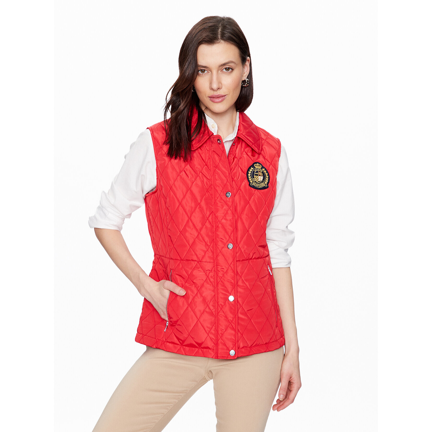 Lauren Ralph Lauren Vestă 297905084001 Roșu Regular Fit - Pled.ro