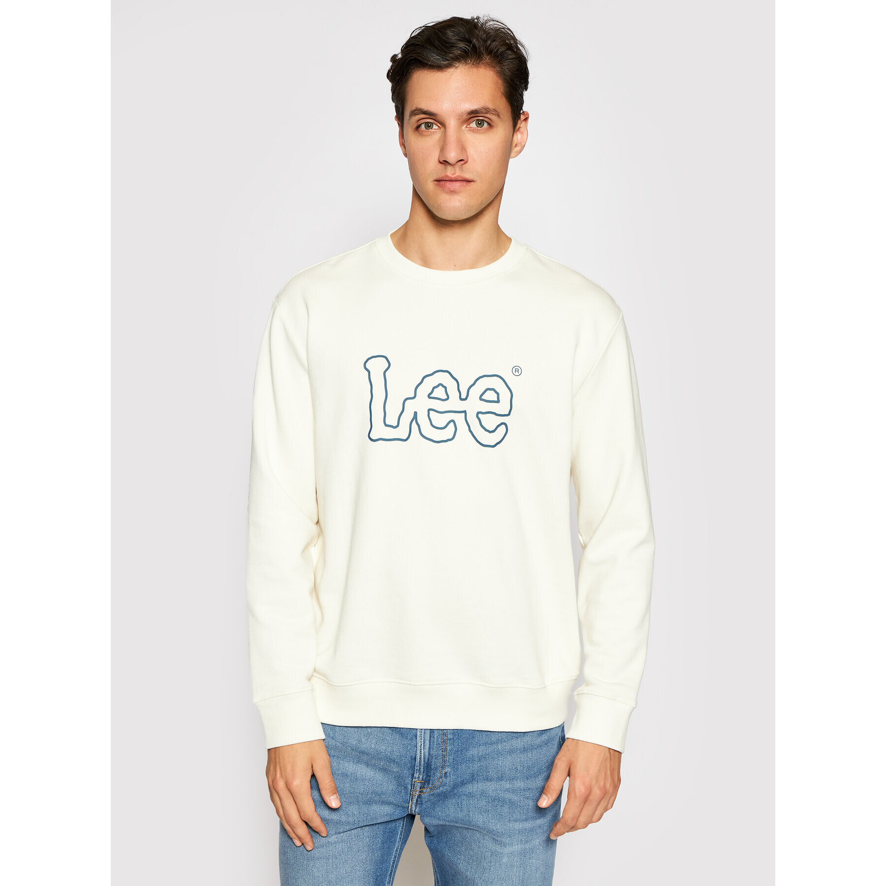 Lee Bluză Basic Crew Logo L80XSPNQ Bej Regular Fit - Pled.ro