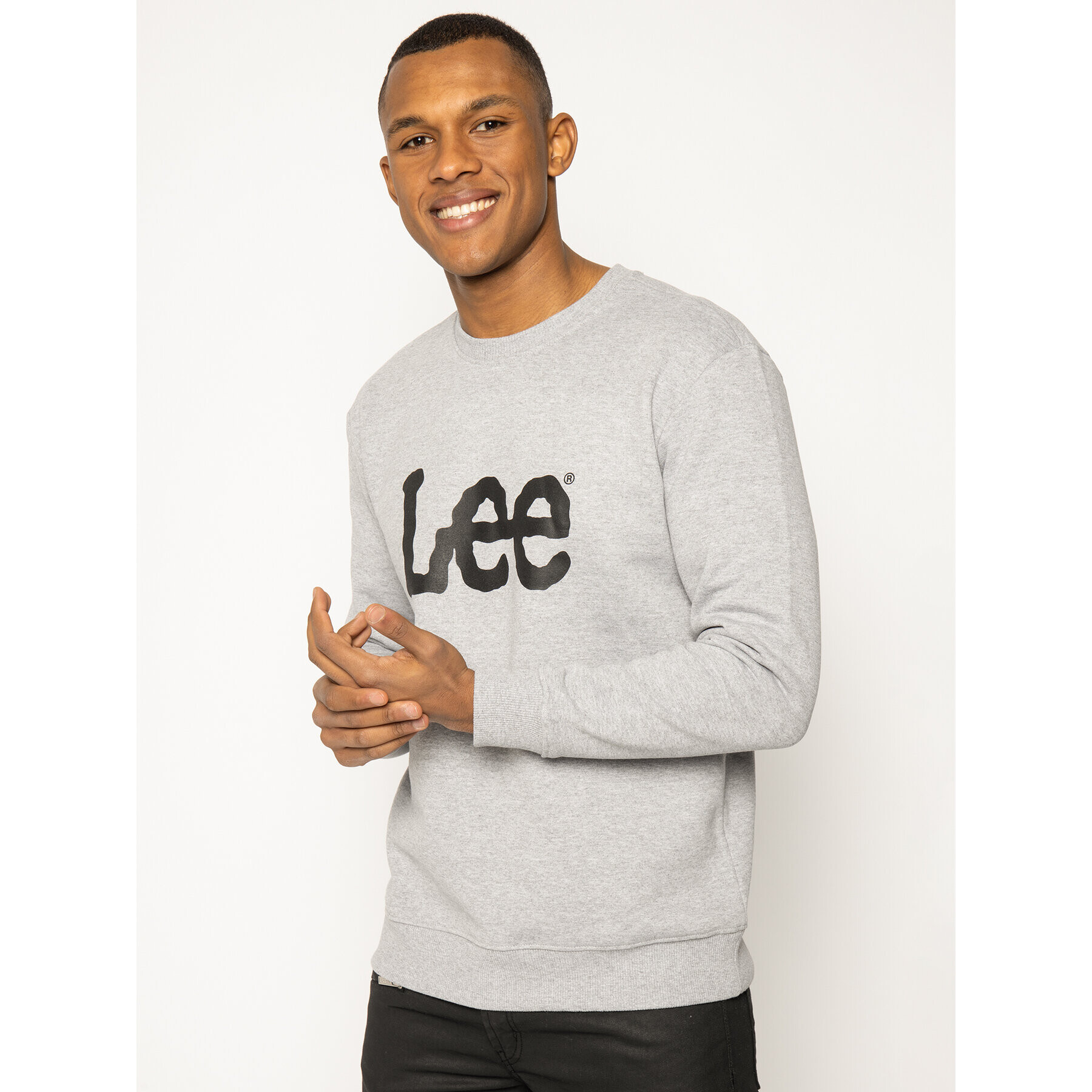 Lee Bluză Basic Crew Logo L80XTJMP Gri Regular Fit - Pled.ro