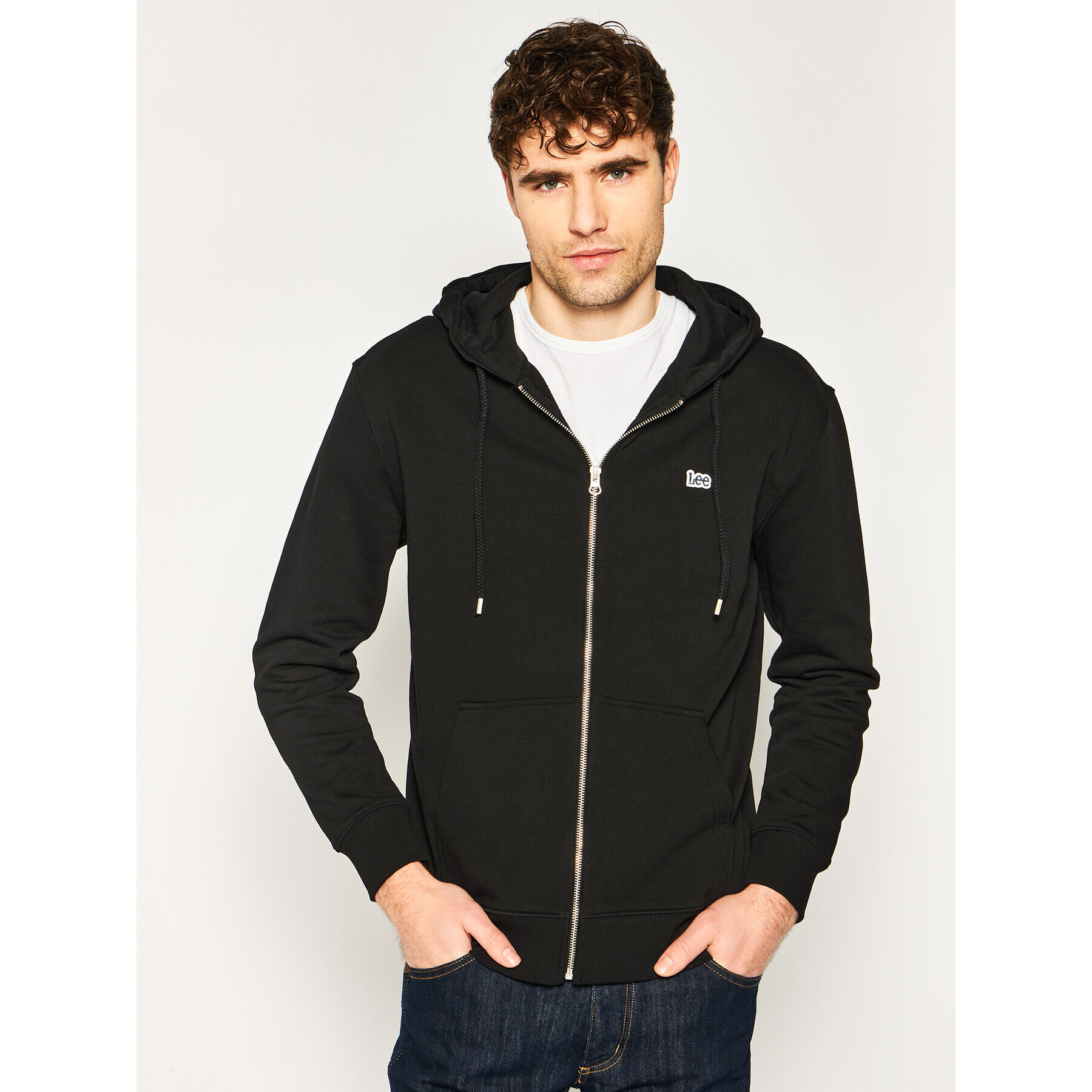 Lee Bluză Basic Zip Throuh Hoo L80KSP01 Negru Regular Fit - Pled.ro