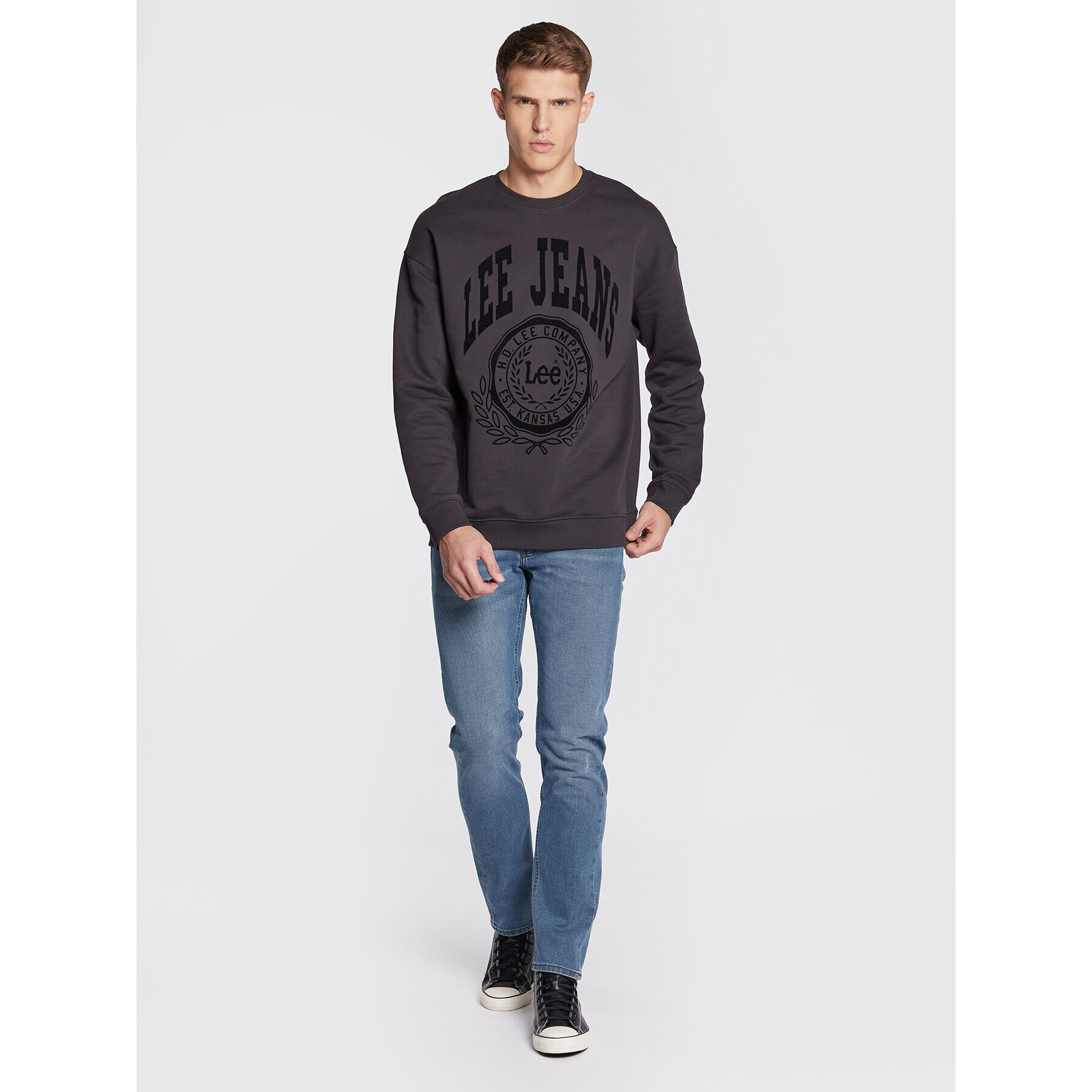 Lee Bluză Crew Seasonal L84KRYON 112322639 Negru Relaxed Fit - Pled.ro