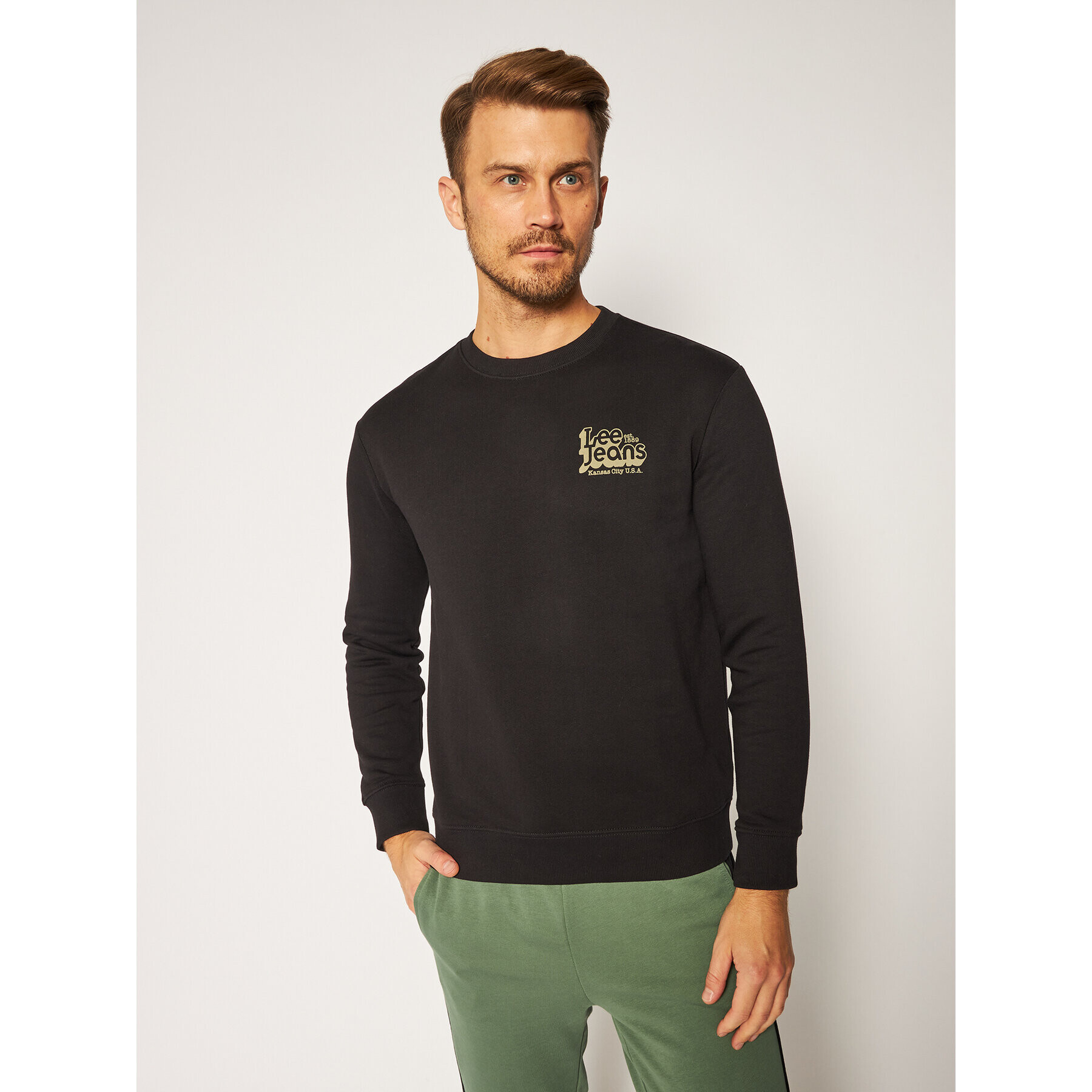 Lee Bluză Logo L80BTJ01 Negru Regular Fit - Pled.ro