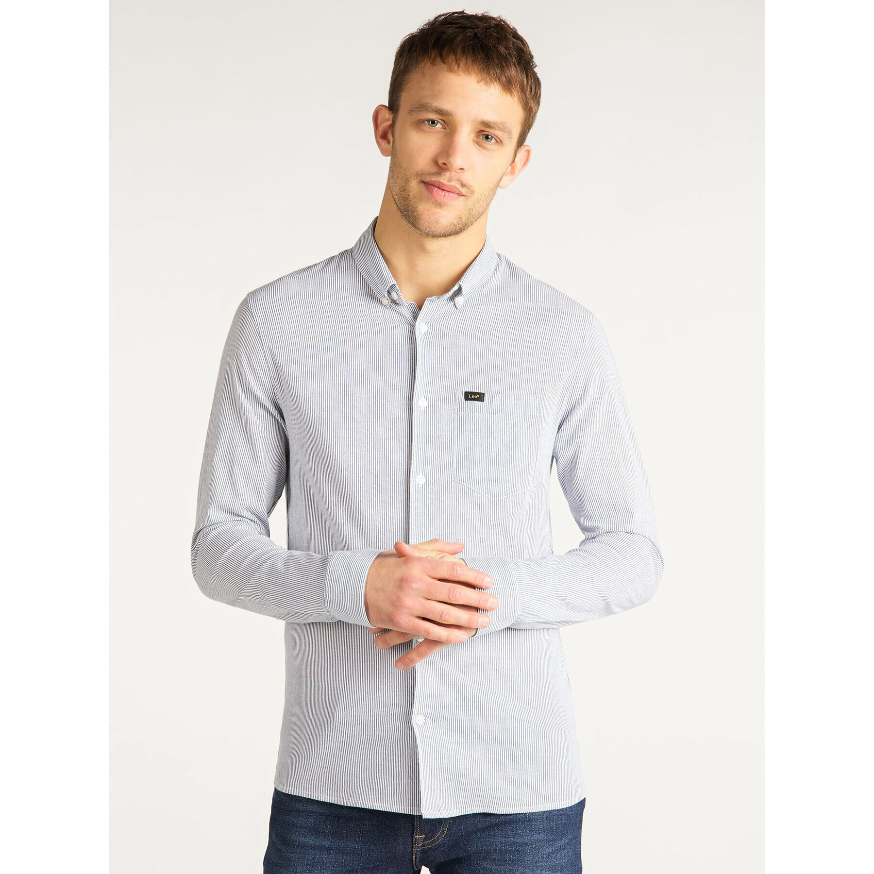 Lee Cămașă Button Down L66XDELR Albastru Slim Fit - Pled.ro