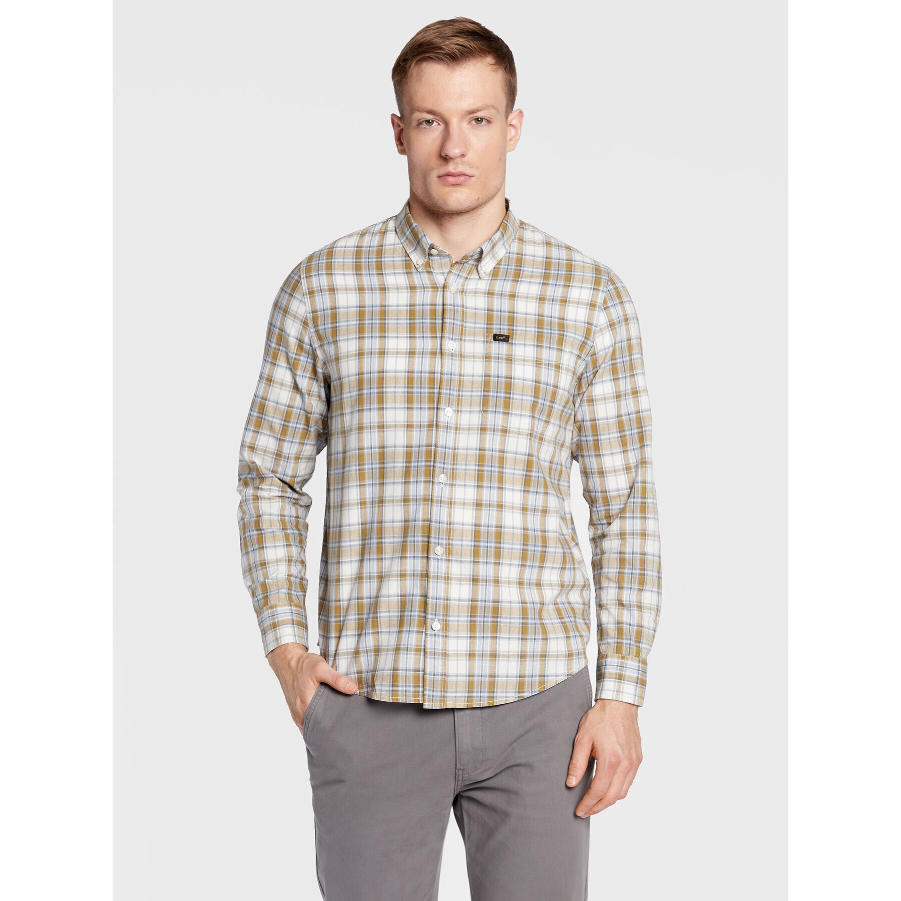 Lee Cămașă Button down L880DG85 112322587 Bej Regular Fit - Pled.ro