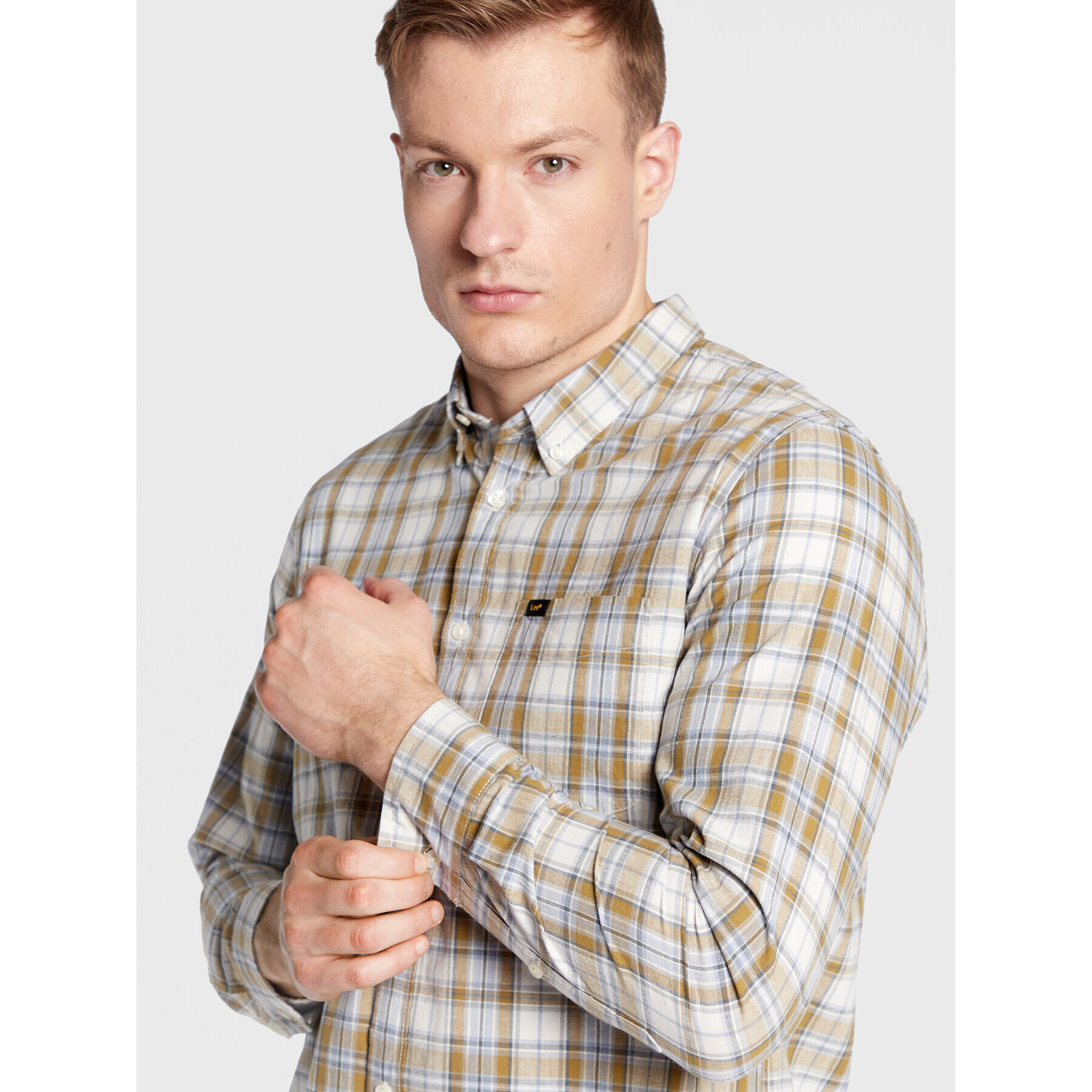 Lee Cămașă Button down L880DG85 112322587 Bej Regular Fit - Pled.ro