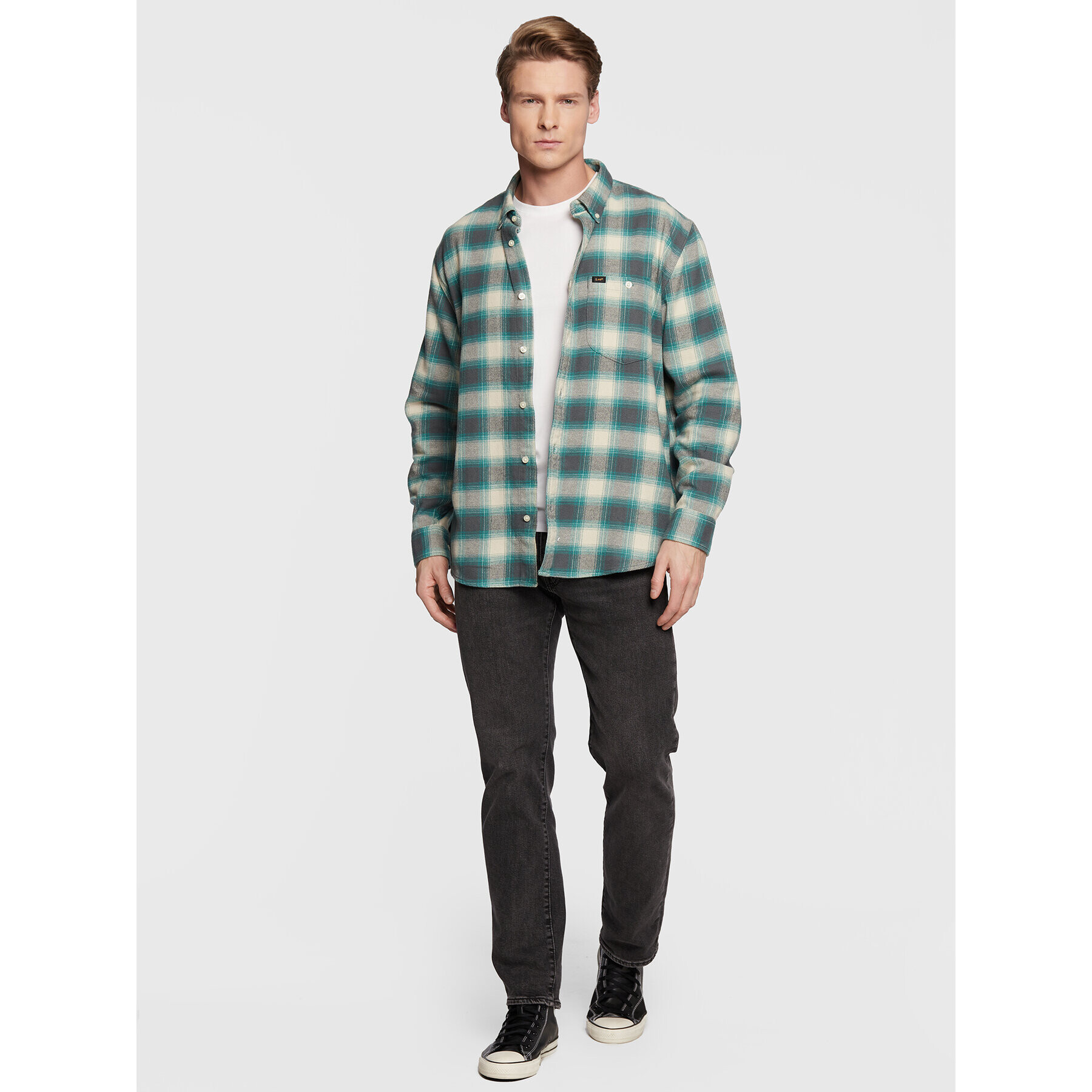 Lee Cămașă Riveted L66IDODO 112321895 Verde Relaxed Fit - Pled.ro