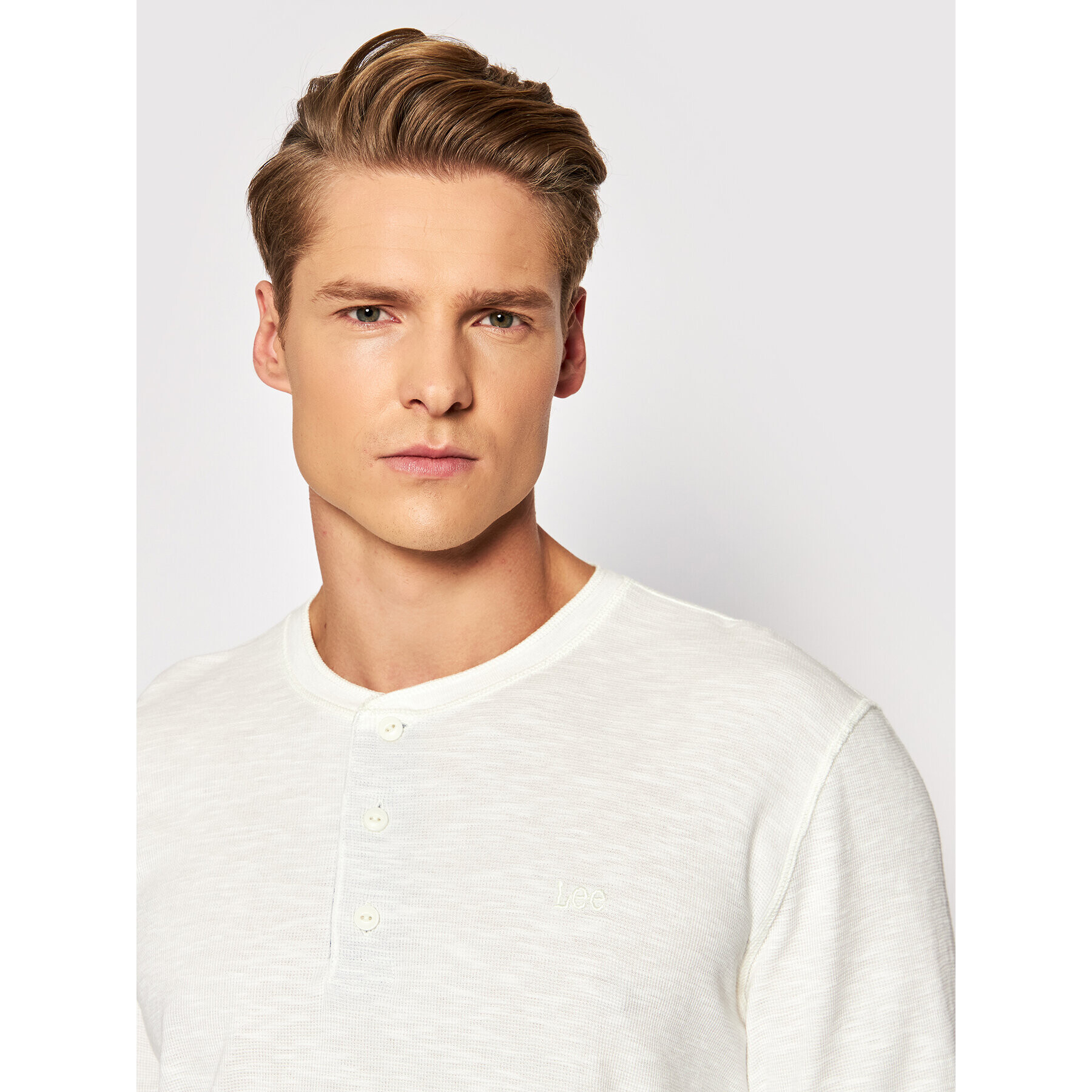 Lee Longsve Seasonal Henley L61RNBNQ Alb Regular Fit - Pled.ro