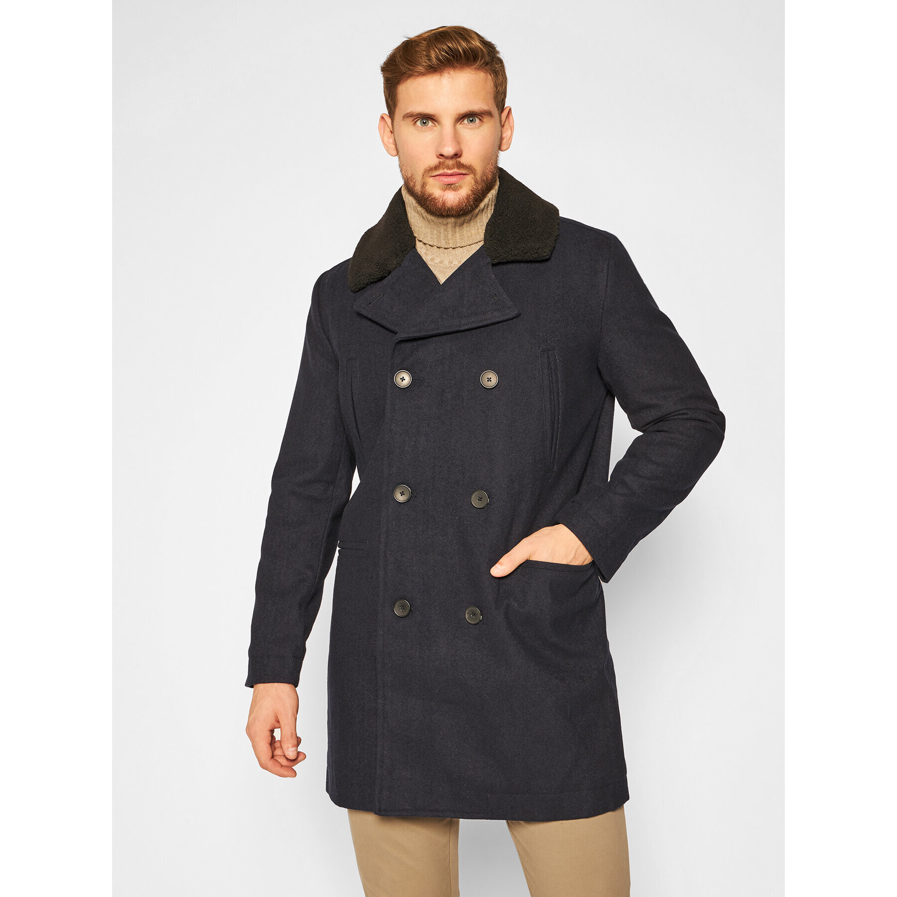 Lee Palton de lână Peacoat L86RLBHY Bleumarin Regular Fit - Pled.ro