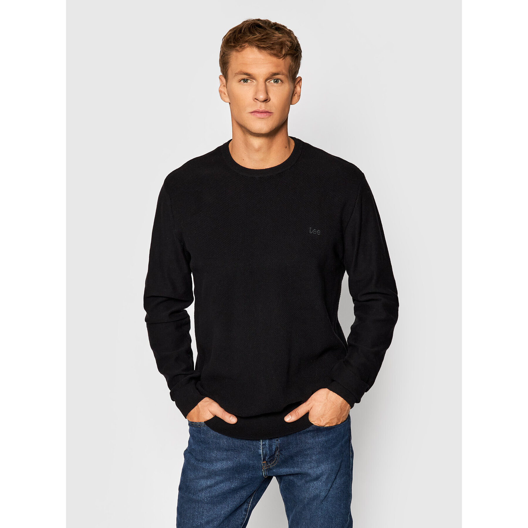 Lee Pulover Basic Crew Knit L83IKH01 Negru Regular Fit - Pled.ro