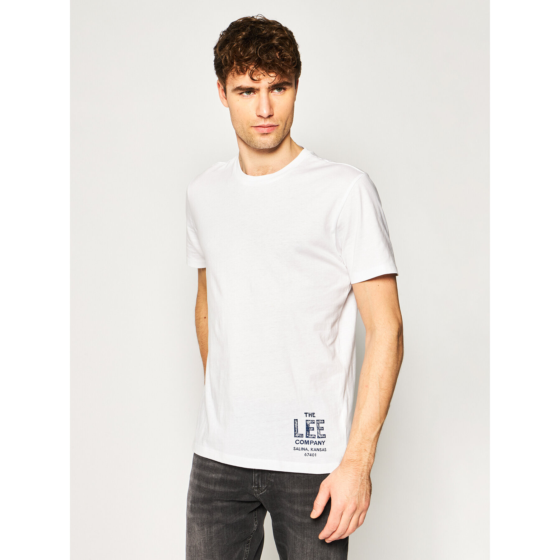 Lee Tricou Branded Tee L63KFQLJ Alb Regular Fit - Pled.ro