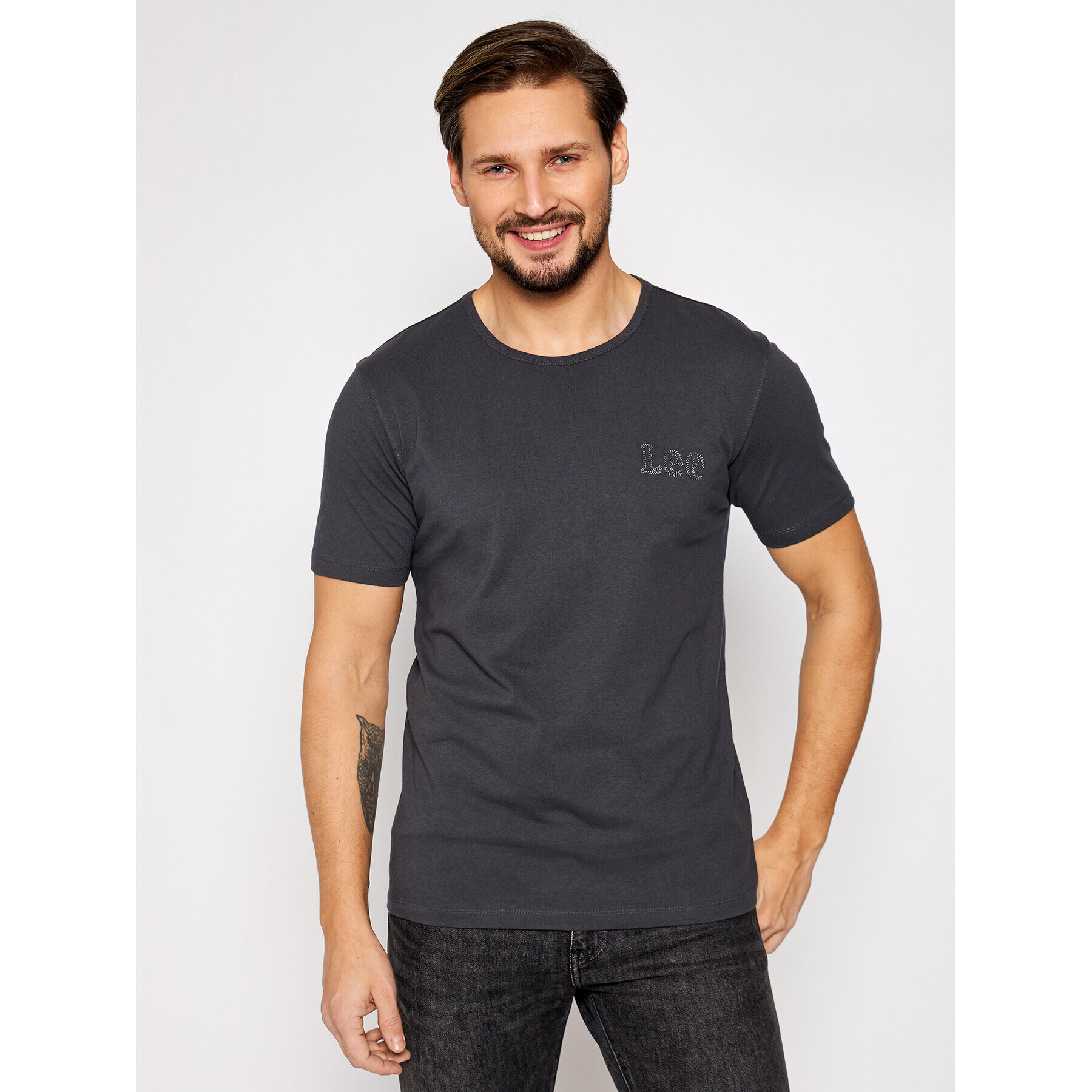 Lee Tricou Embro Logo L61ZFEON Gri Regular Fit - Pled.ro