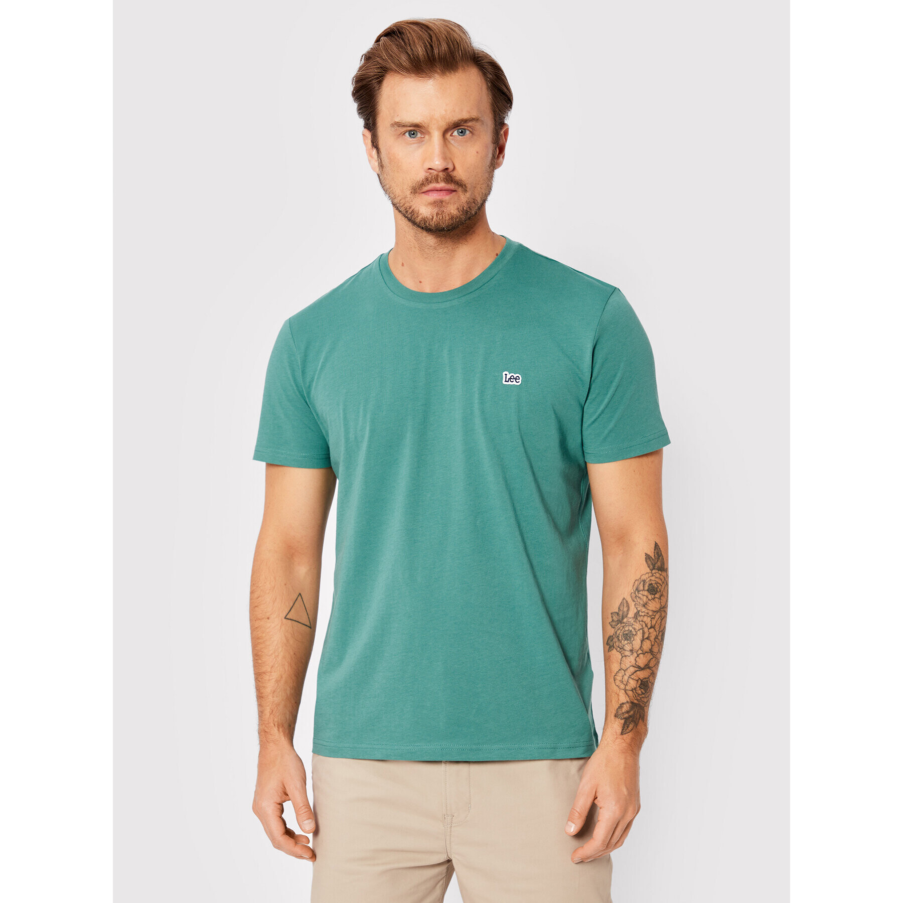 Lee Tricou Patch Logo L60UFQDO Verde Regular Fit - Pled.ro