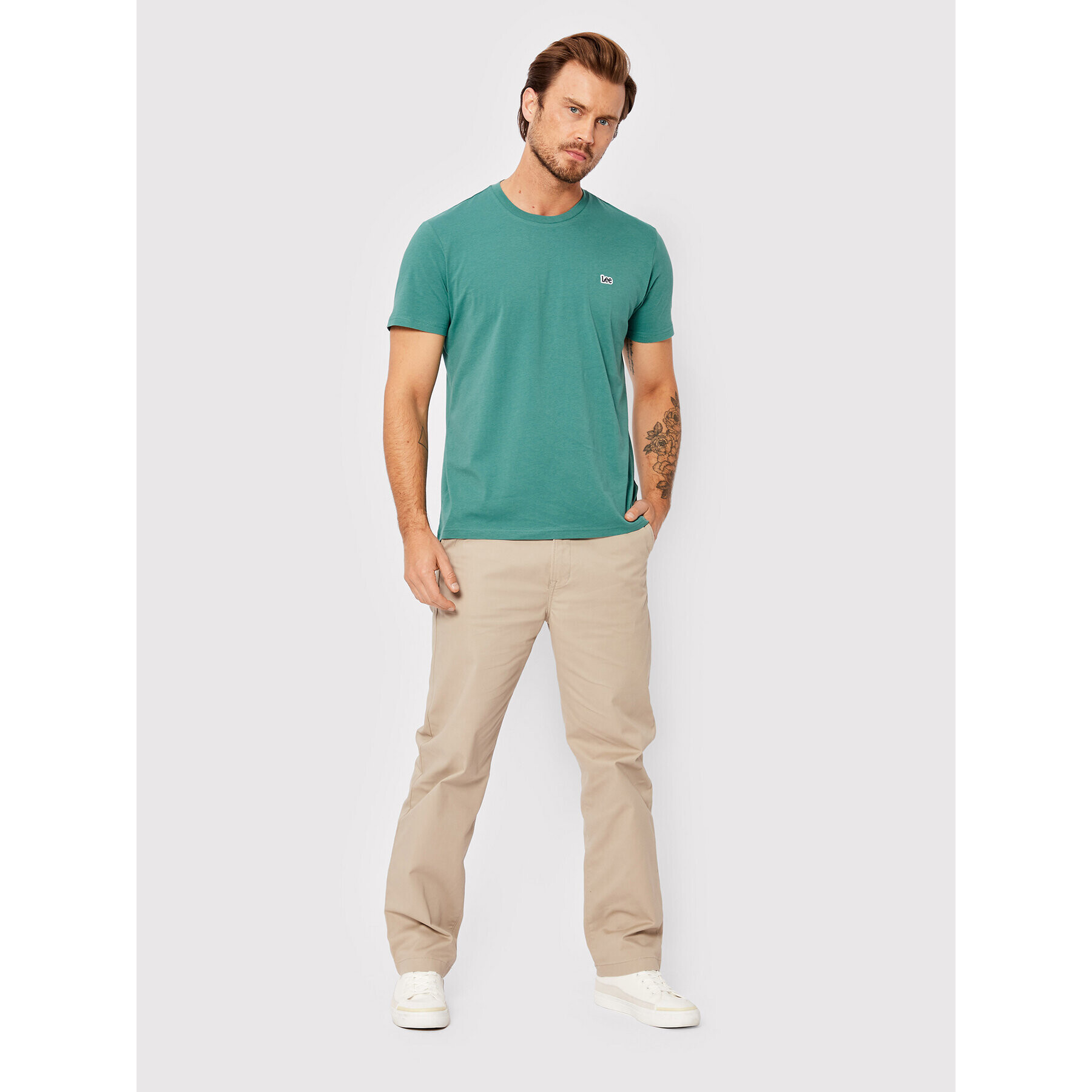 Lee Tricou Patch Logo L60UFQDO Verde Regular Fit - Pled.ro