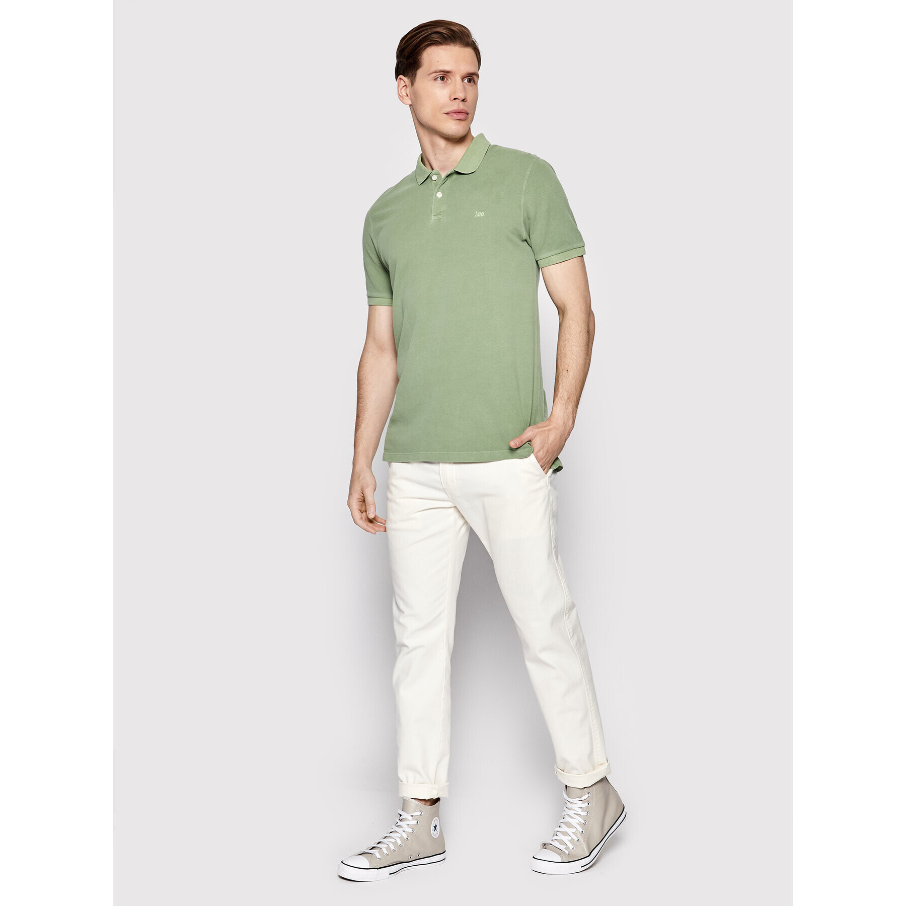 Lee Tricou polo Nat Dye L65CQSUA Verde Regular Fit - Pled.ro