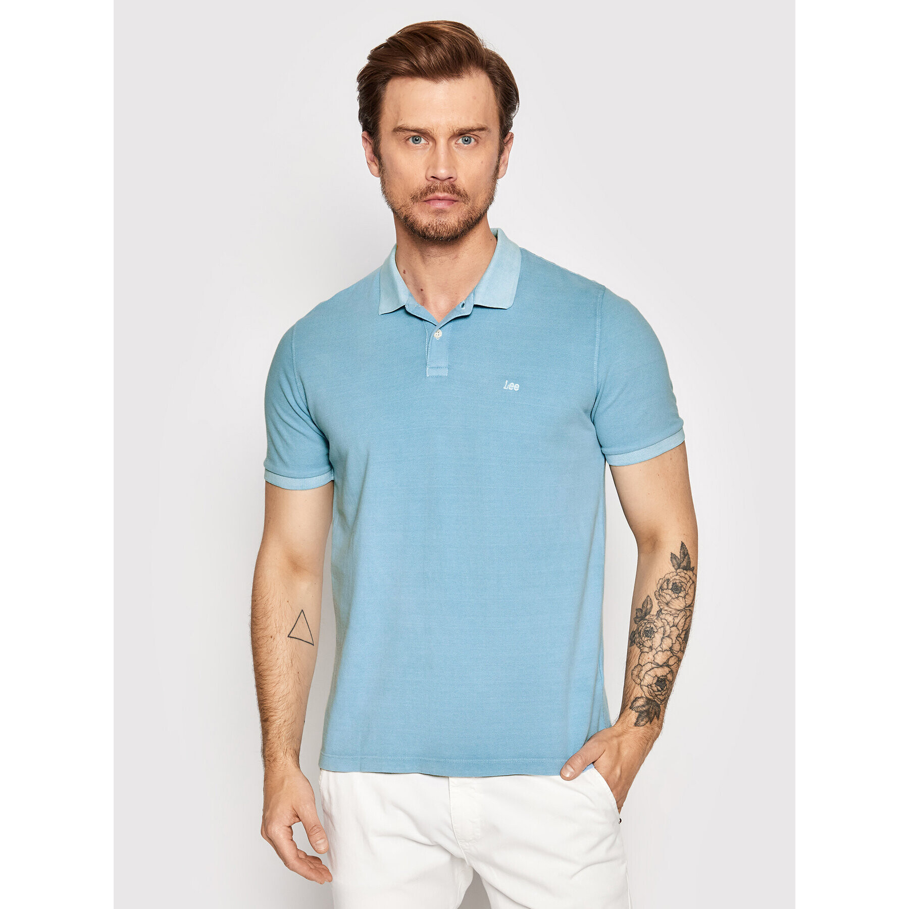 Lee Tricou polo Nat Dye L65CQSUY Albastru Regular Fit - Pled.ro