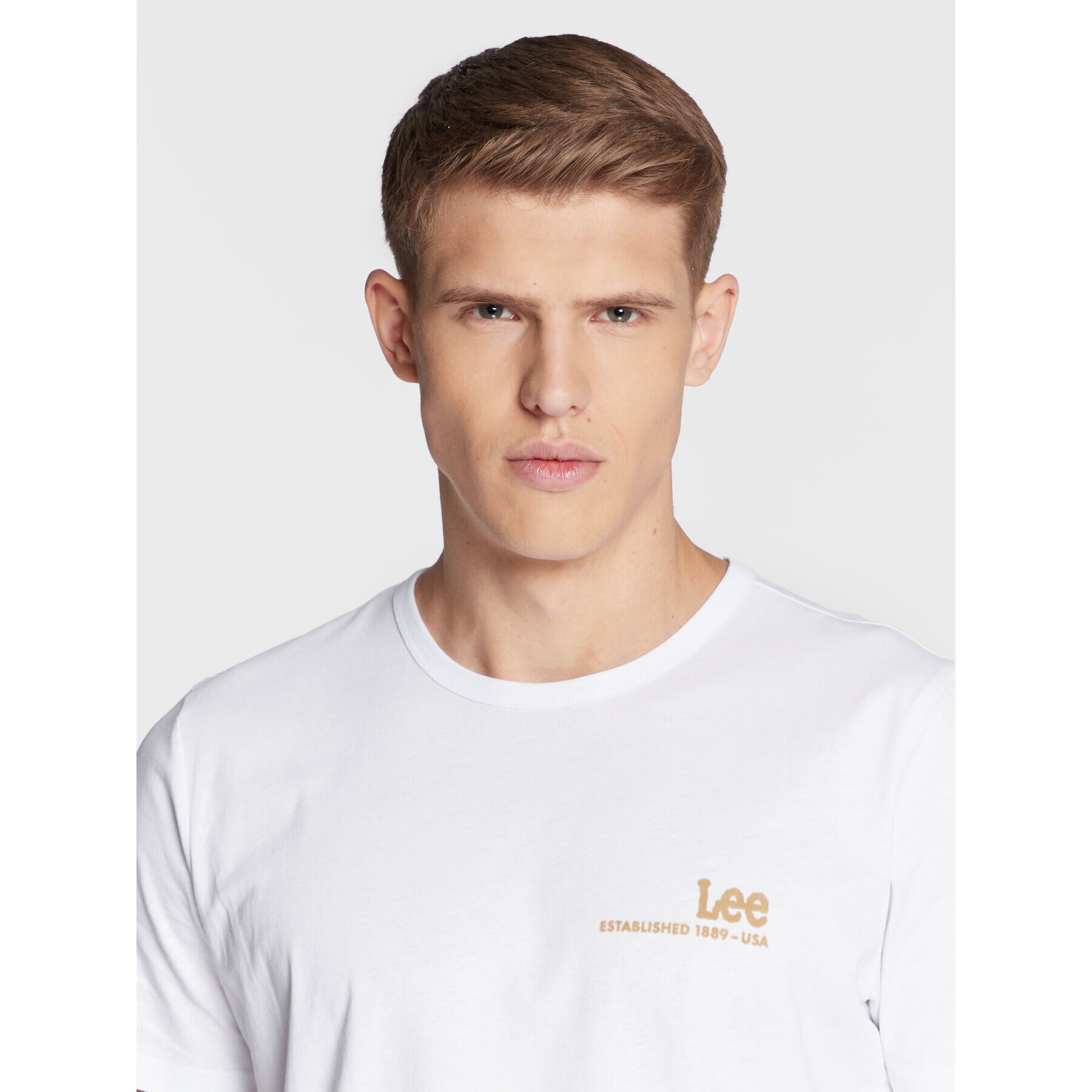 Lee Tricou Small Logo L68WFELJ Alb Regular Fit - Pled.ro