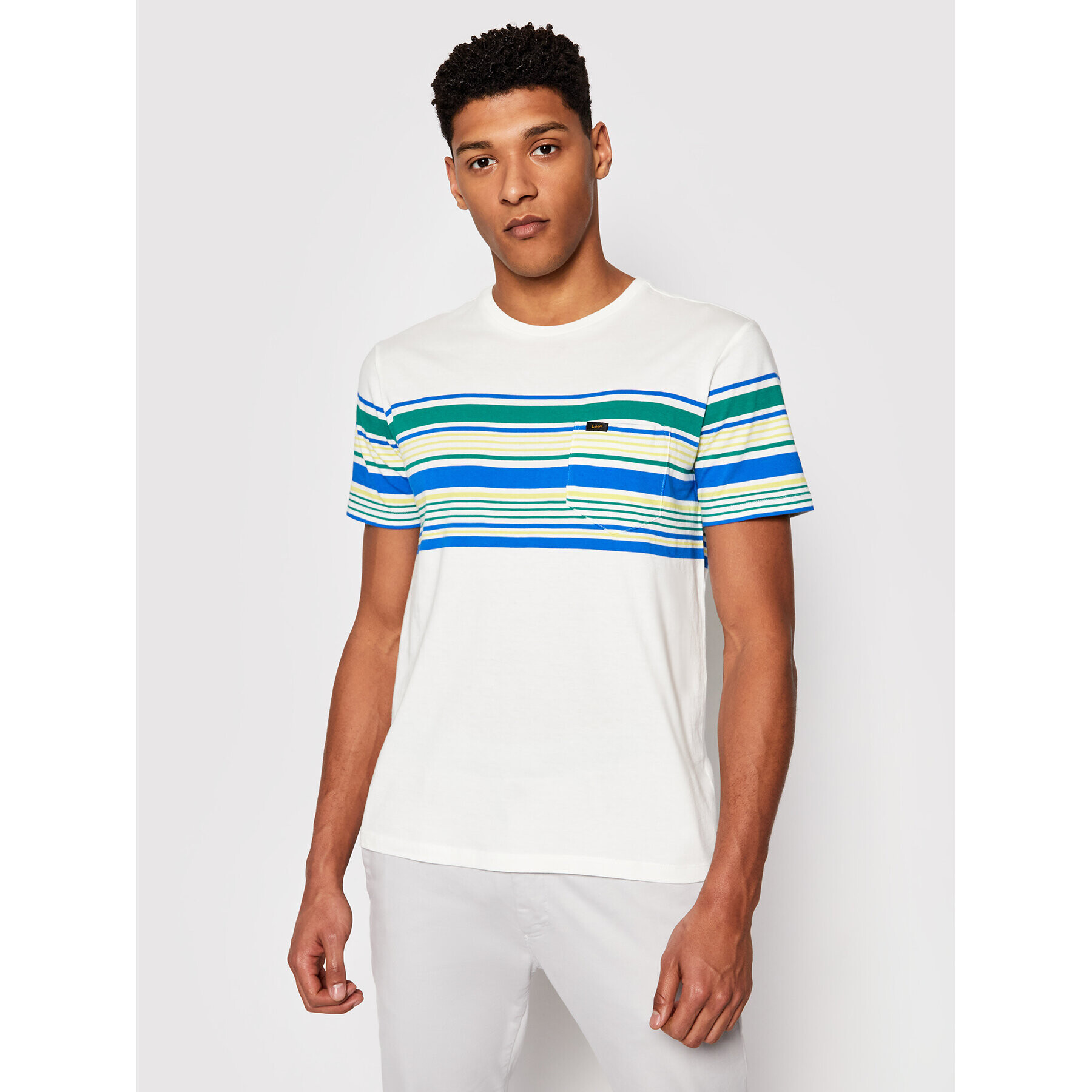 Lee Tricou Stripy L63OLINQ Alb Regular Fit - Pled.ro