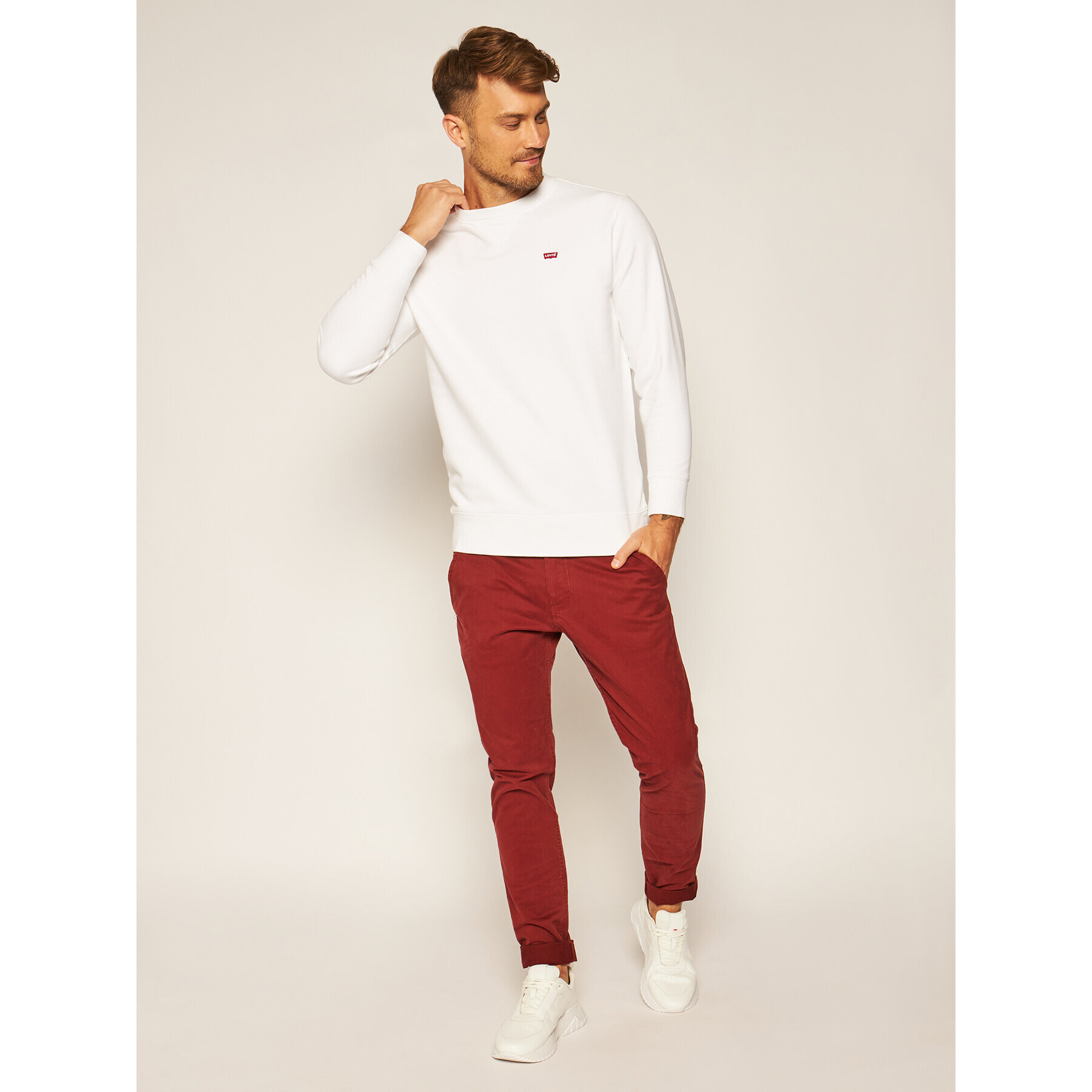 Levi's® Bluză Orginal Crew 35909-0000 Alb Regular Fit - Pled.ro