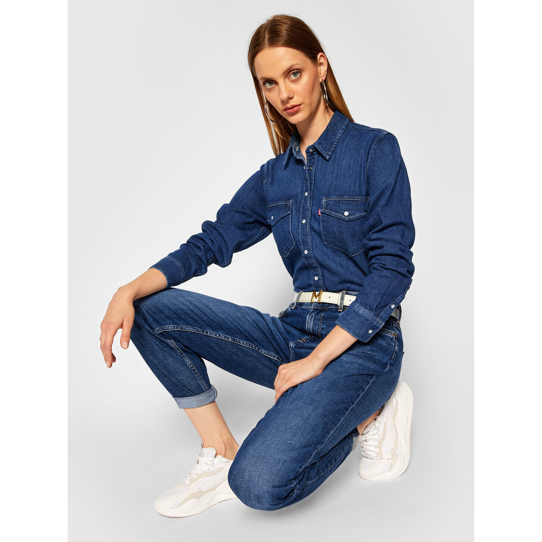 Levi's® cămașă de blugi Essential Western 16786-0007 Bleumarin Regular Fit - Pled.ro